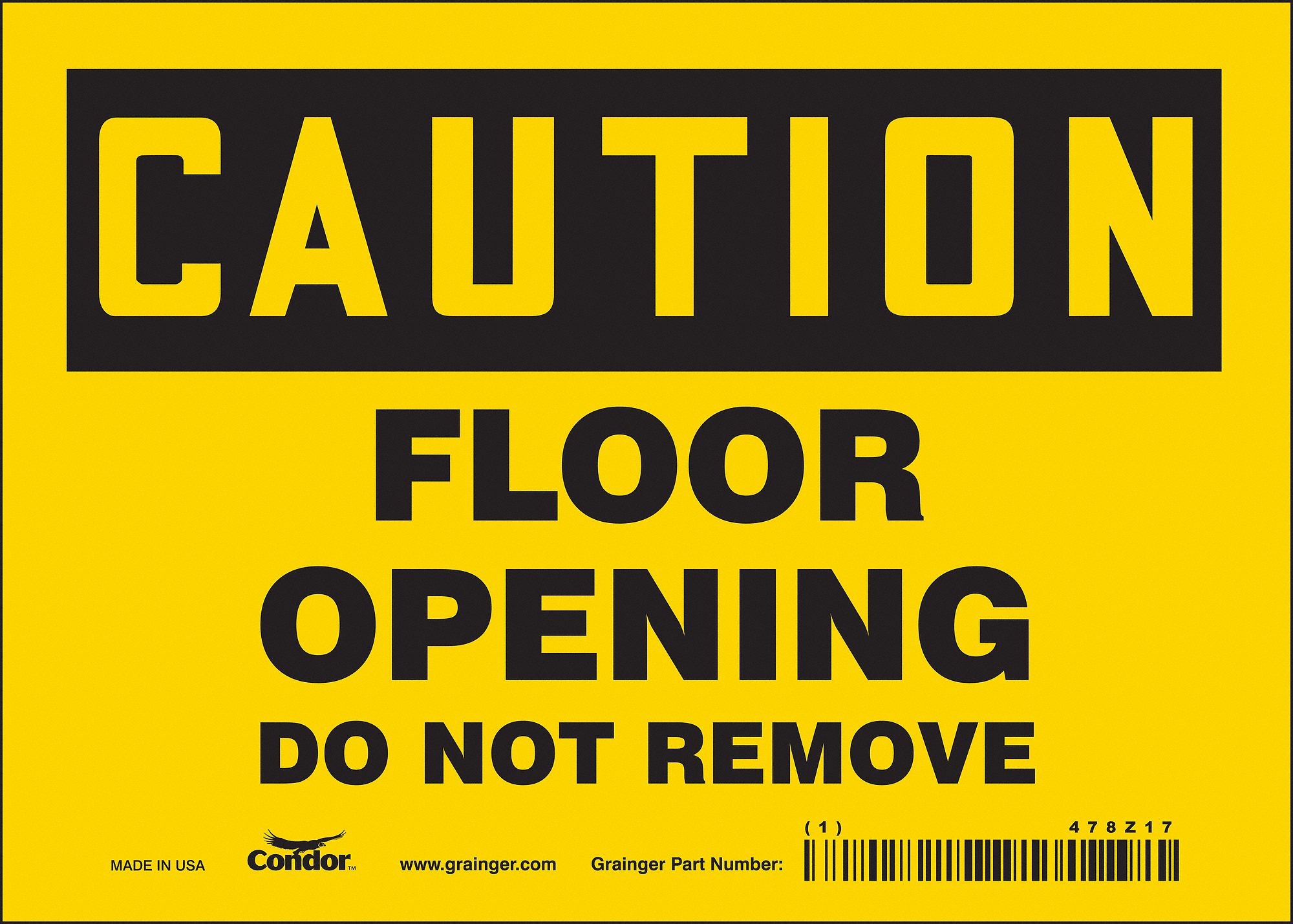 Safety Sign: Vinyl, Adhesive Sign Mounting, 5 in x 7 in Nominal Sign Size, Not Retroreflective, Wall