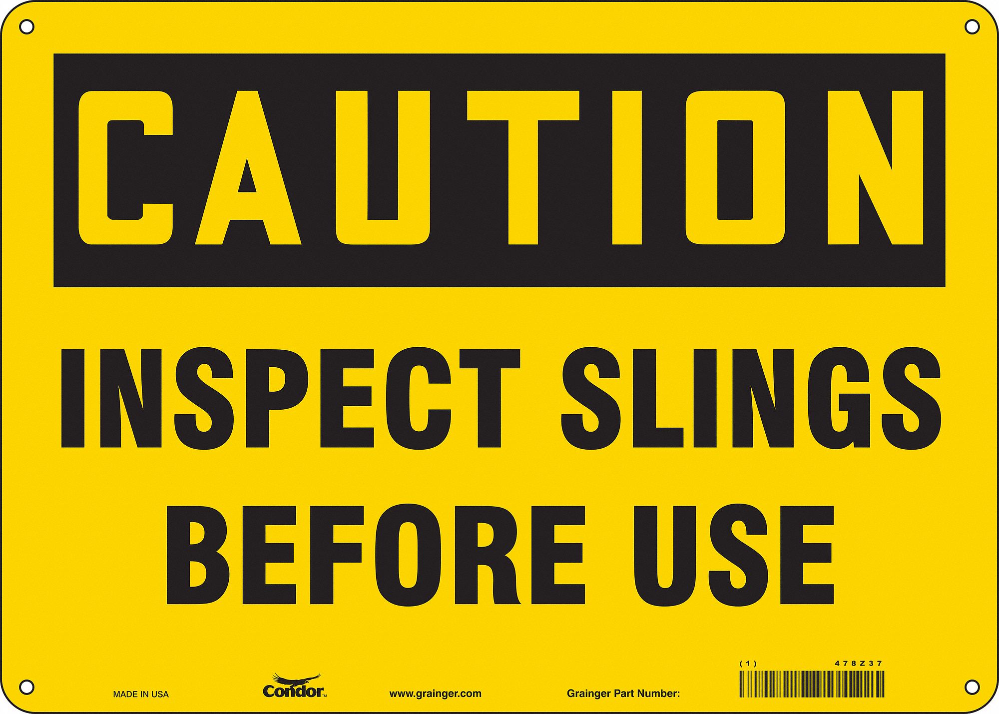 Safety Sign: Aluminum, Mounting Holes Sign Mounting, 10 in x 14 in Nominal Sign Size, 0.032 in Thick