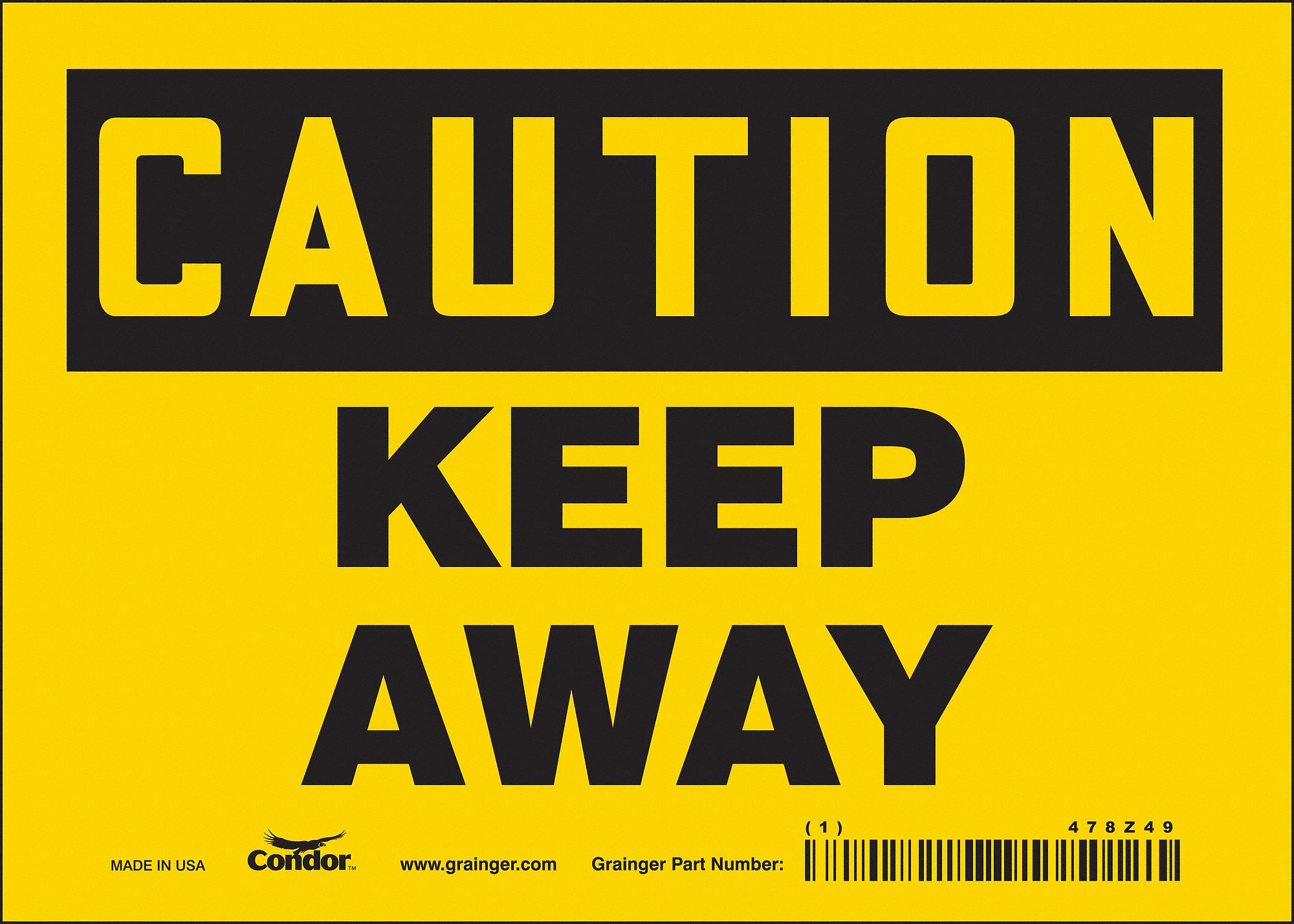 Safety Sign: Vinyl, Adhesive Sign Mounting, 5 in x 7 in Nominal Sign Size, Not Retroreflective, Wall