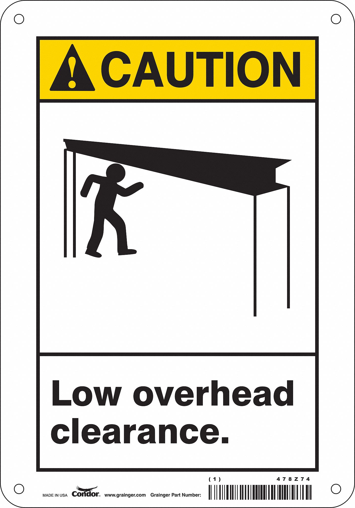 Safety Sign: Aluminum, Mounting Holes Sign Mounting, 10 in x 7 in Nominal Sign Size, 0.032 in Thick