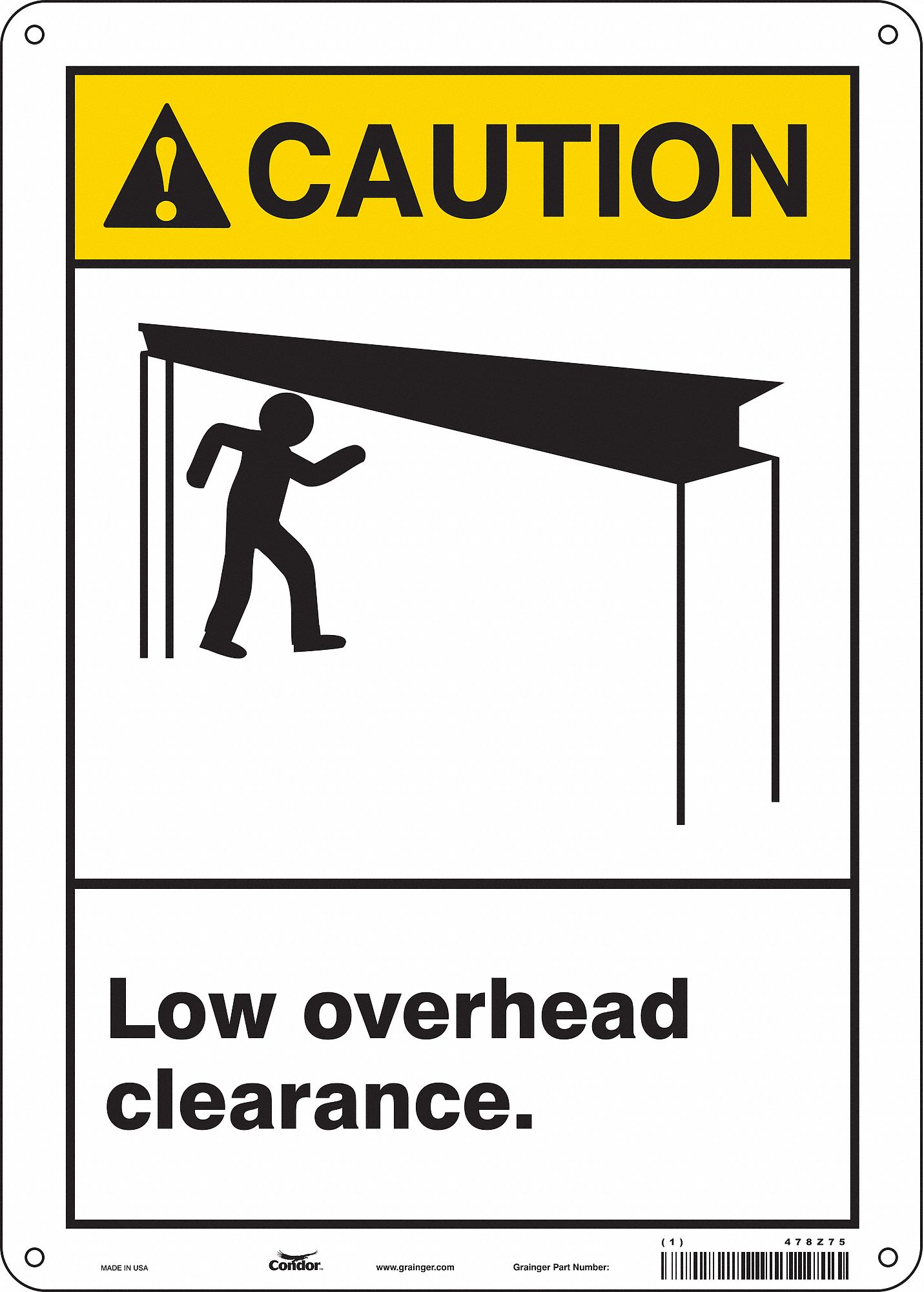Safety Sign: Aluminum, Mounting Holes Sign Mounting, 14 in x 10 in Nominal Sign Size, 0.032 in Thick