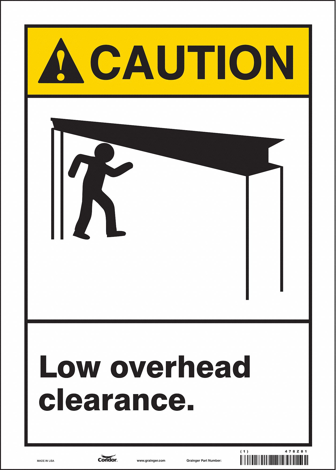 Safety Sign: Vinyl, Adhesive Sign Mounting, 14 in x 10 in Nominal Sign Size, Not Retroreflective