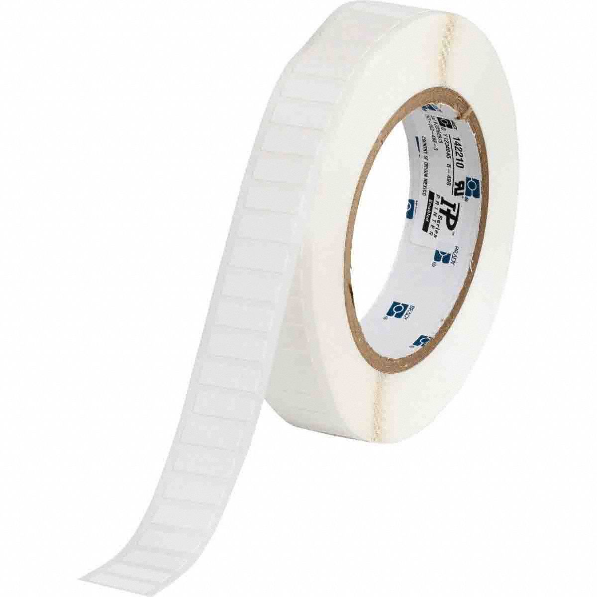 Pre-Cut Label Stock Roll: 1/4 in x 3/4 in, Rubber, Removable Adhesive, 3, 000 Labels, Removable