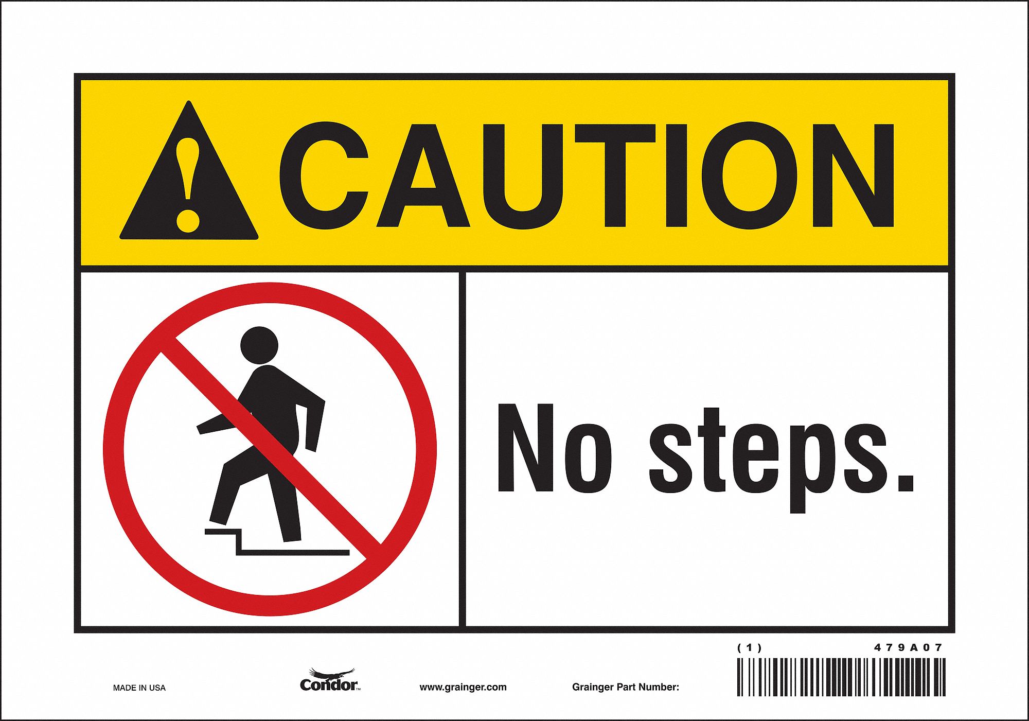 Safety Sign: Vinyl, Adhesive Sign Mounting, 7 in x 10 in Nominal Sign Size, Not Retroreflective