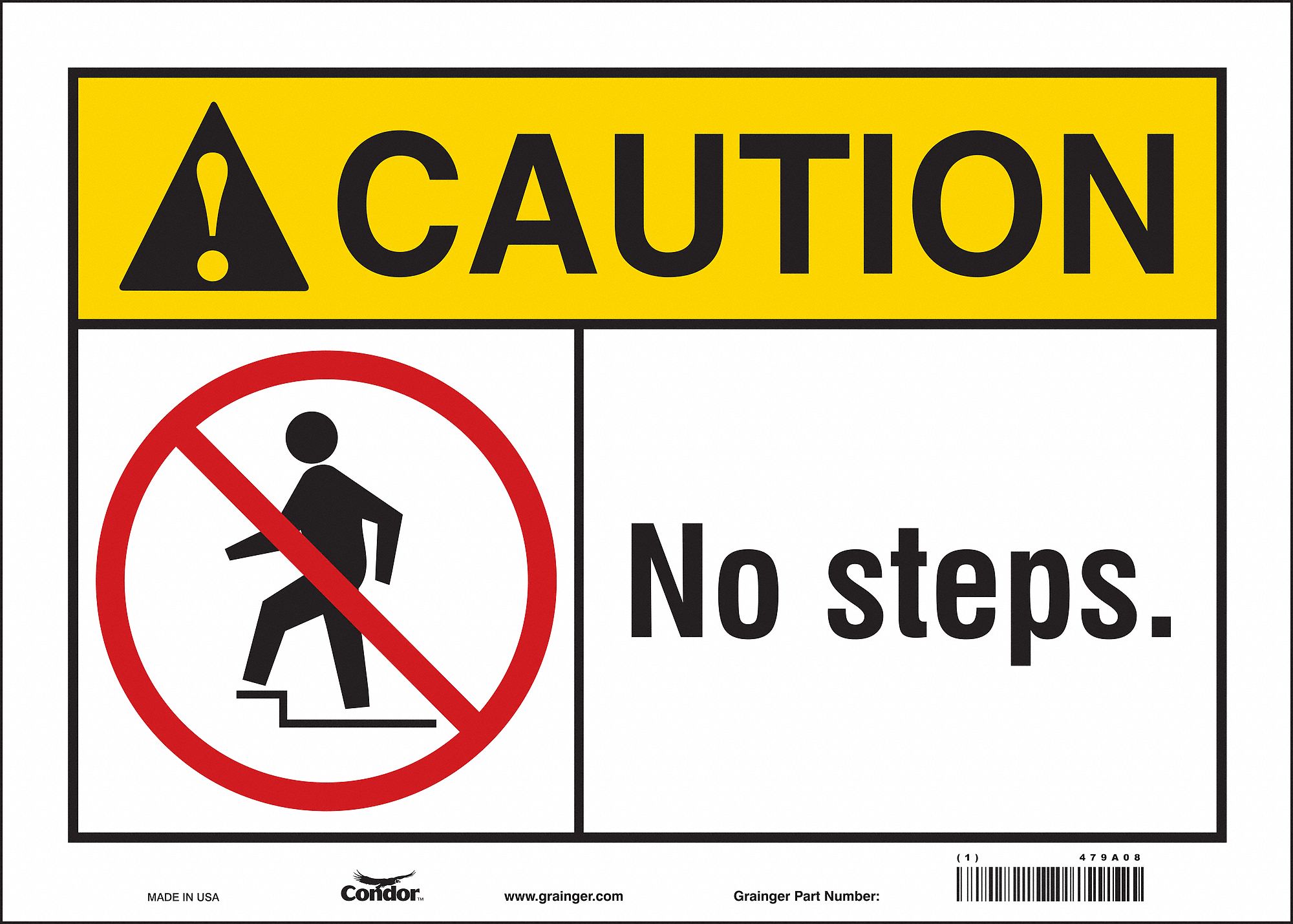 Safety Sign: Vinyl, Adhesive Sign Mounting, 10 in x 14 in Nominal Sign Size, Not Retroreflective