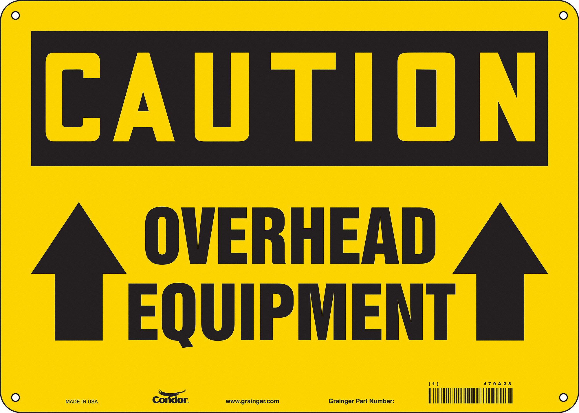Safety Sign: Polyethylene, Mounting Holes Sign Mounting, 10 in x 14 in Nominal Sign Size, Caution
