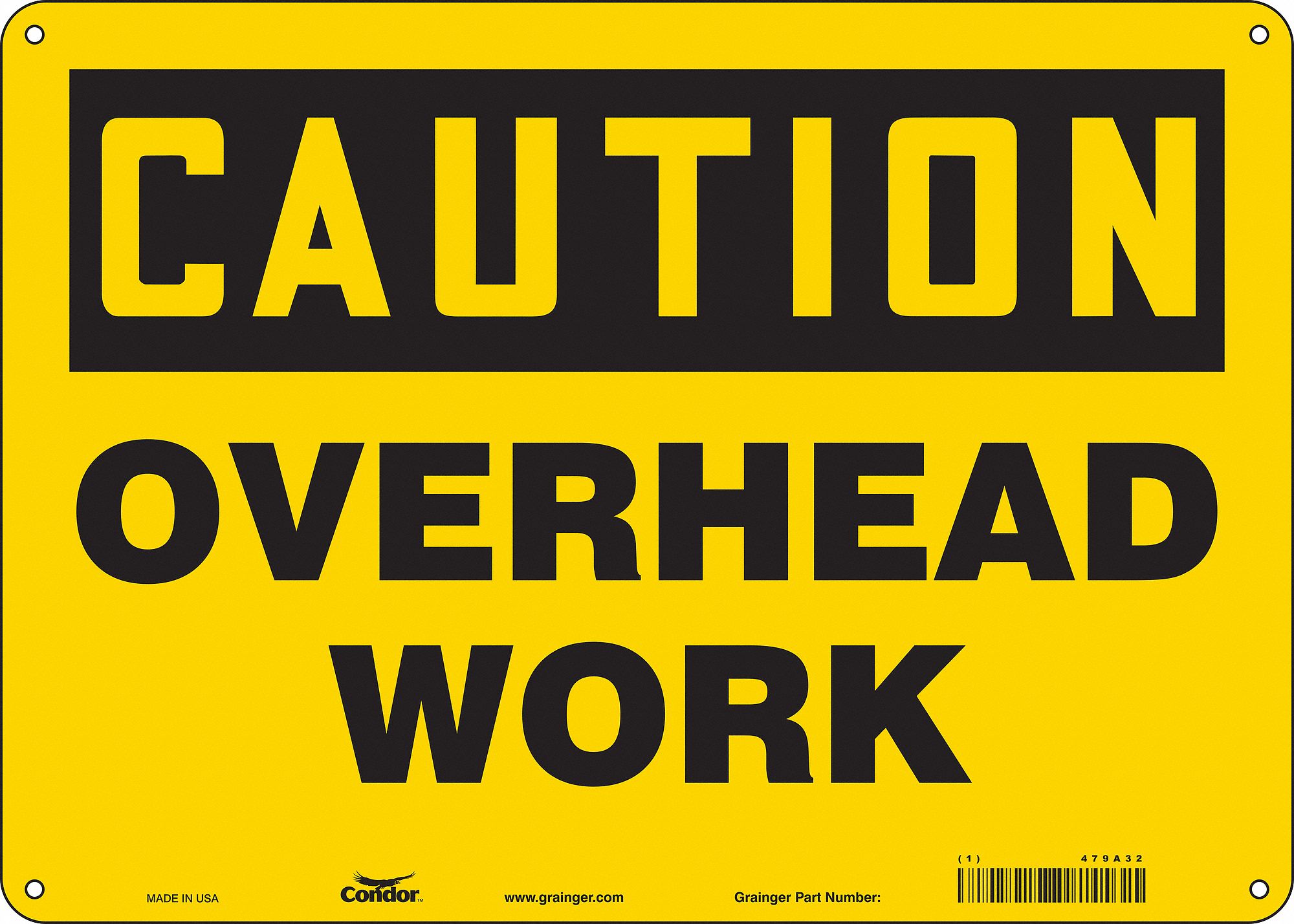 Safety Sign: Aluminum, Mounting Holes Sign Mounting, 10 in x 14 in Nominal Sign Size, 0.032 in Thick