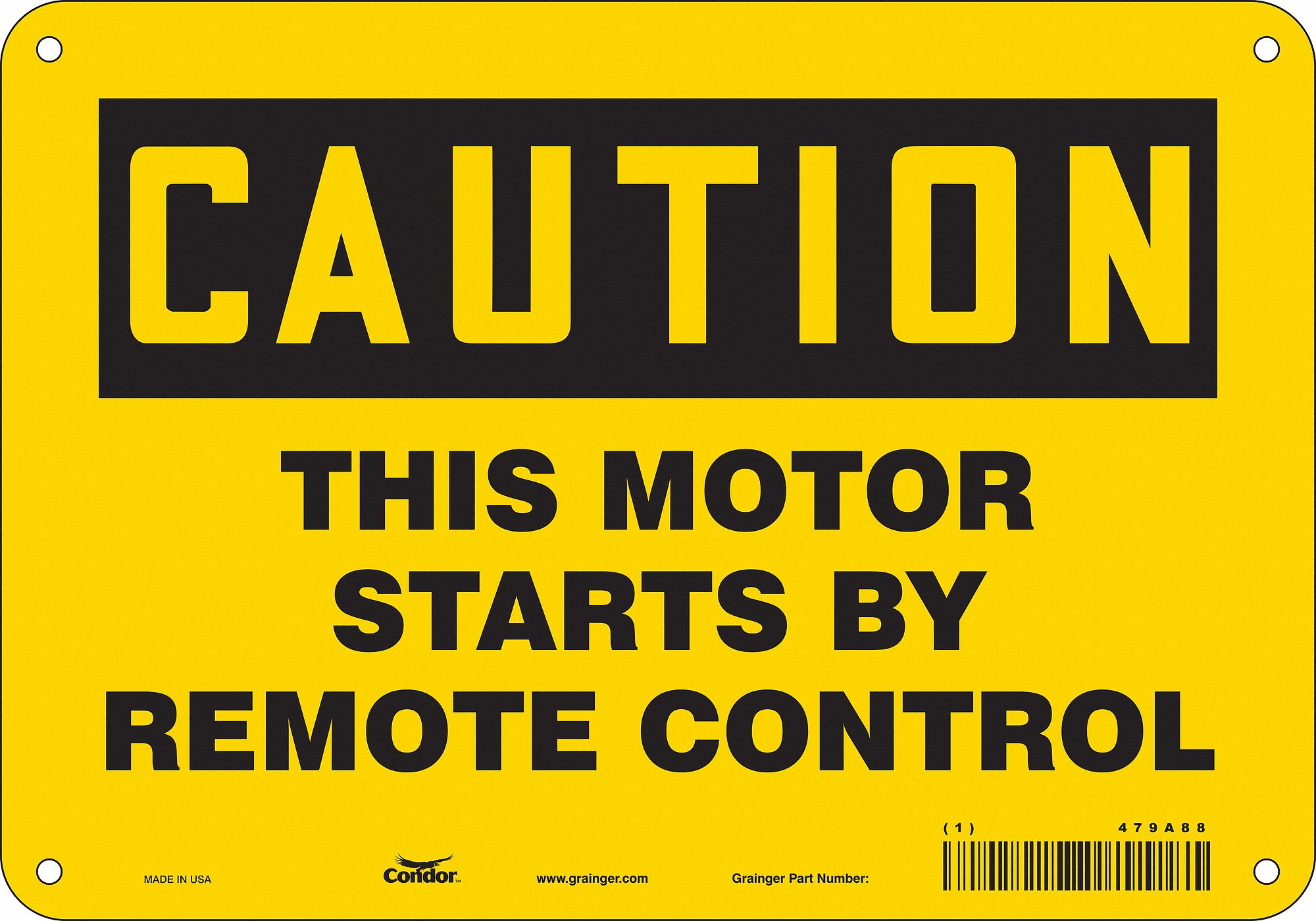 Safety Sign: Polyethylene, Mounting Holes Sign Mounting, 7 in x 10 in Nominal Sign Size, Caution