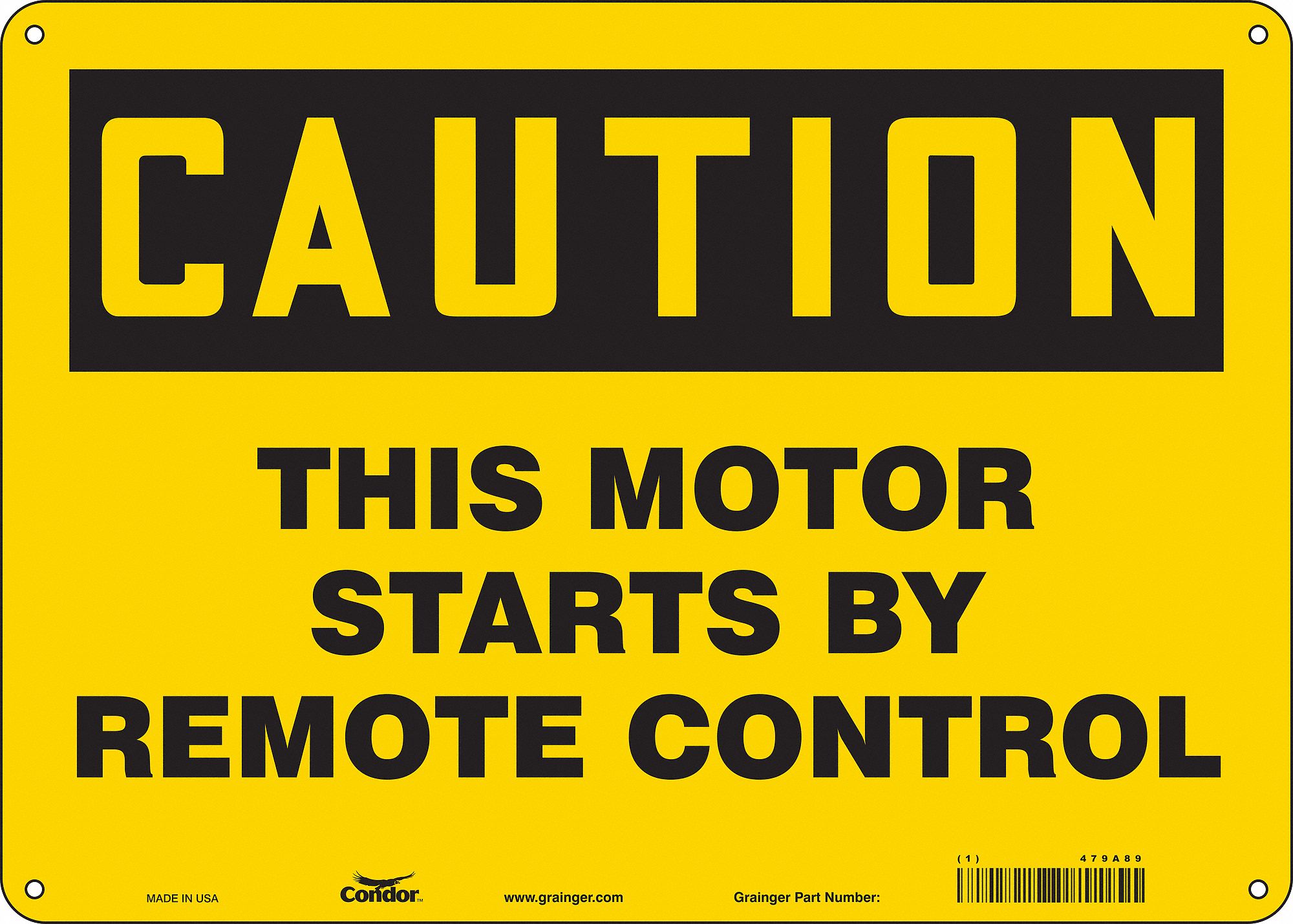 Safety Sign: Polyethylene, Mounting Holes Sign Mounting, 10 in x 14 in Nominal Sign Size, Caution
