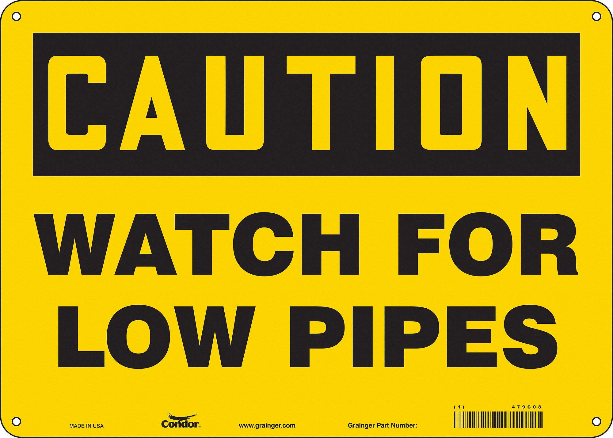 Safety Sign: Aluminum, Mounting Holes Sign Mounting, 10 in x 14 in Nominal Sign Size, 0.032 in Thick