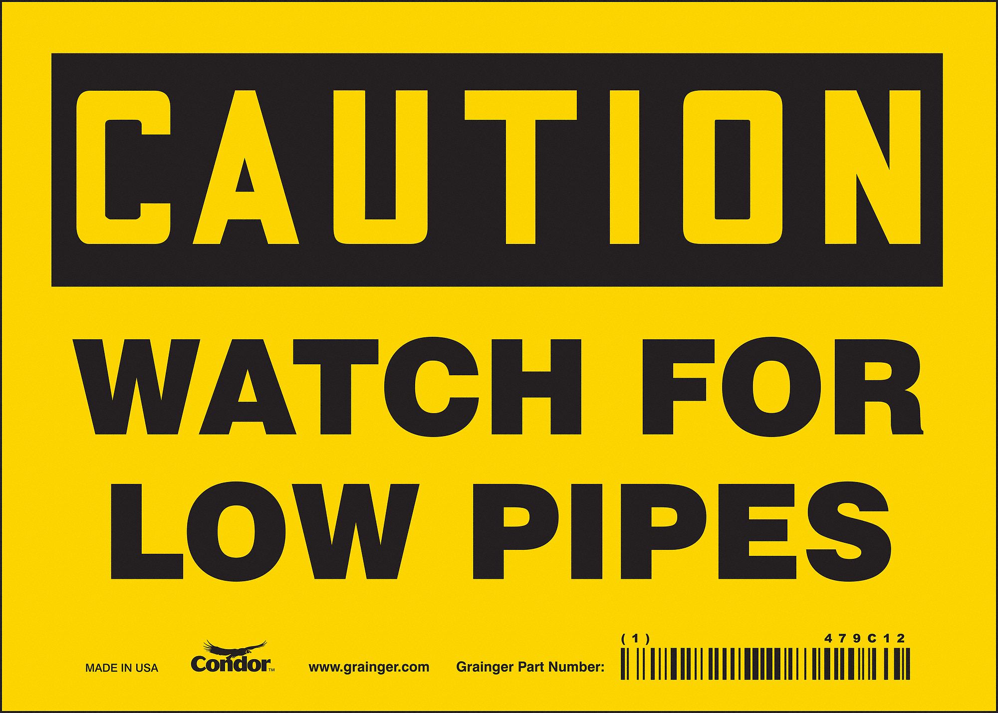 Safety Sign: Vinyl, Adhesive Sign Mounting, 5 in x 7 in Nominal Sign Size, Not Retroreflective