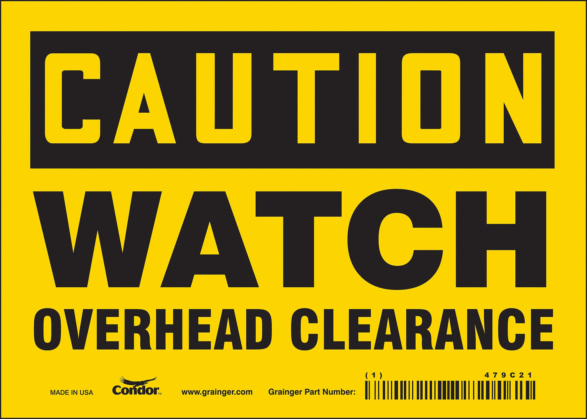 Safety Sign: Vinyl, Adhesive Sign Mounting, 5 in x 7 in Nominal Sign Size, Not Retroreflective