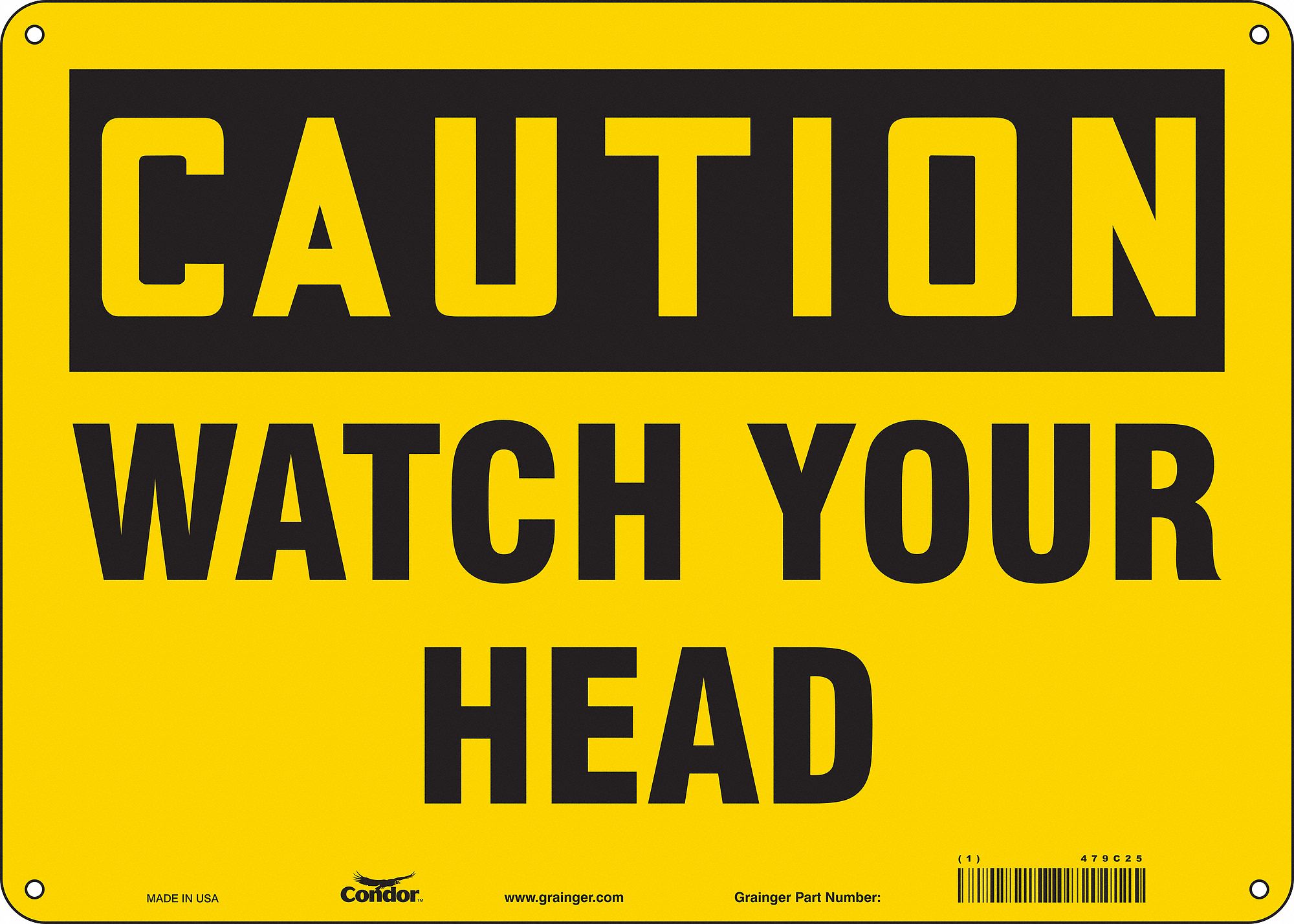 Safety Sign: Aluminum, Mounting Holes Sign Mounting, 10 in x 14 in Nominal Sign Size, 0.032 in Thick