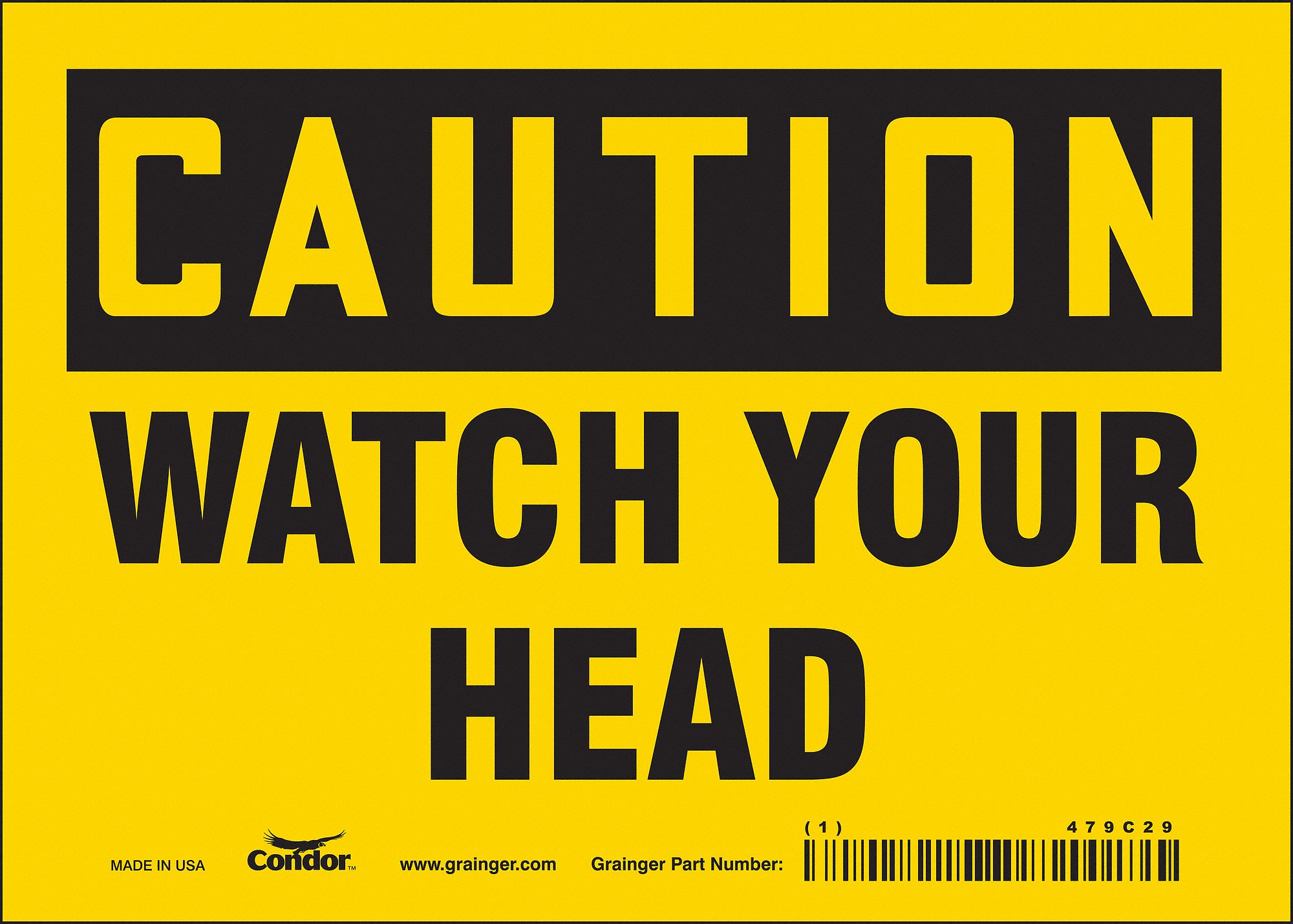 Safety Sign: Vinyl, Adhesive Sign Mounting, 5 in x 7 in Nominal Sign Size, Not Retroreflective, Wall