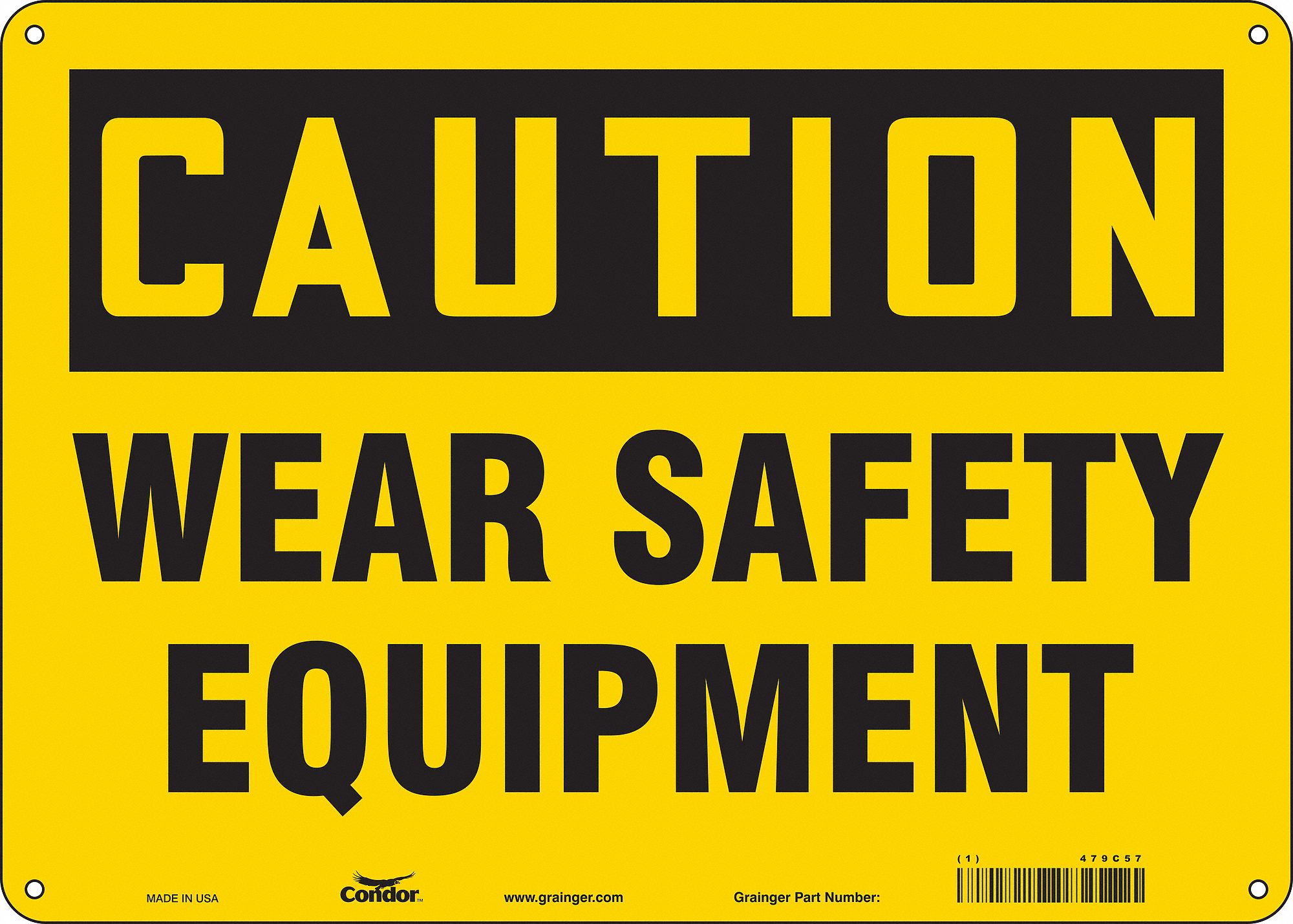 Safety Sign: Aluminum, Mounting Holes Sign Mounting, 10 in x 14 in Nominal Sign Size, 0.032 in Thick