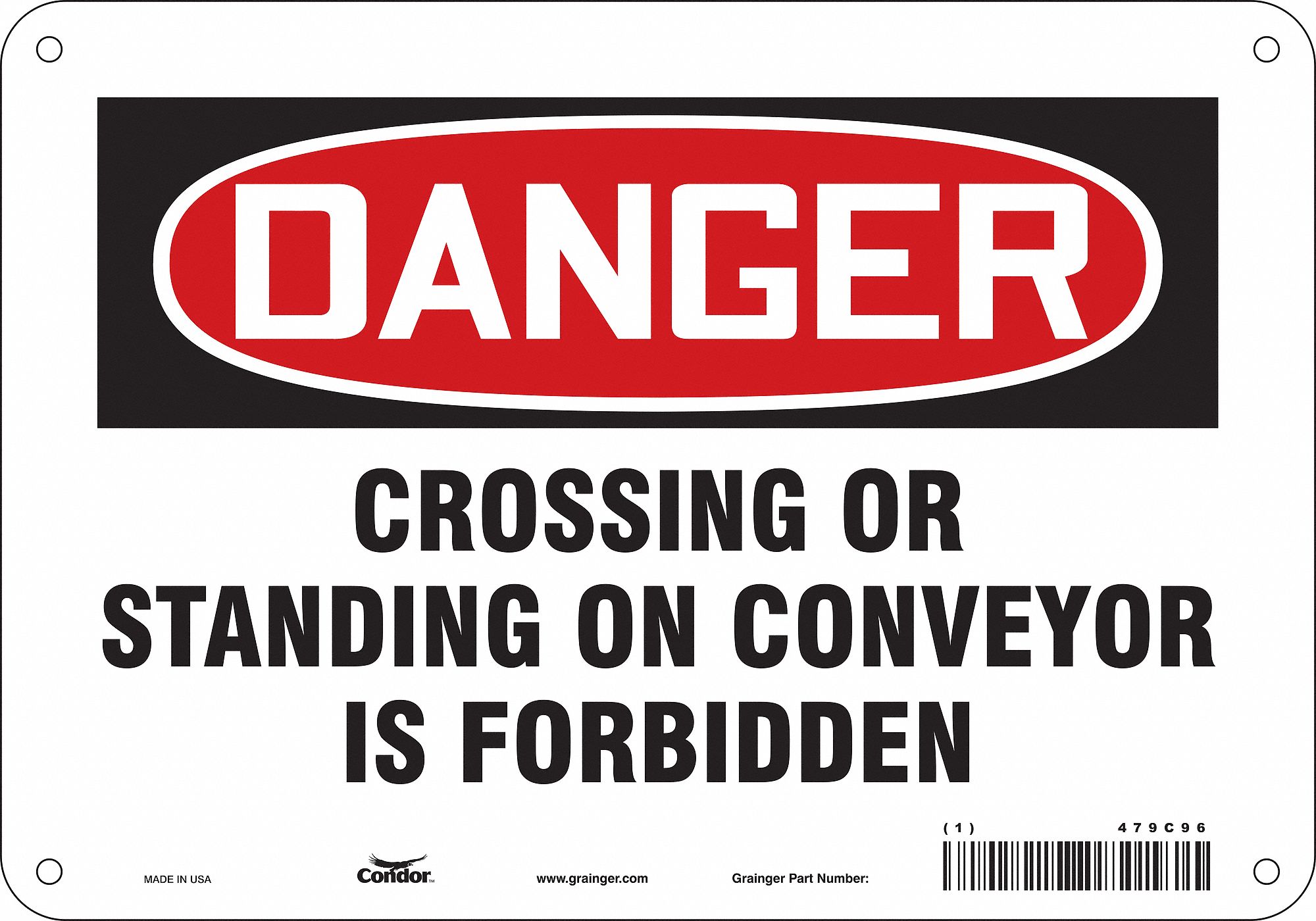 Safety Sign, 7 in x 10 in, Aluminum