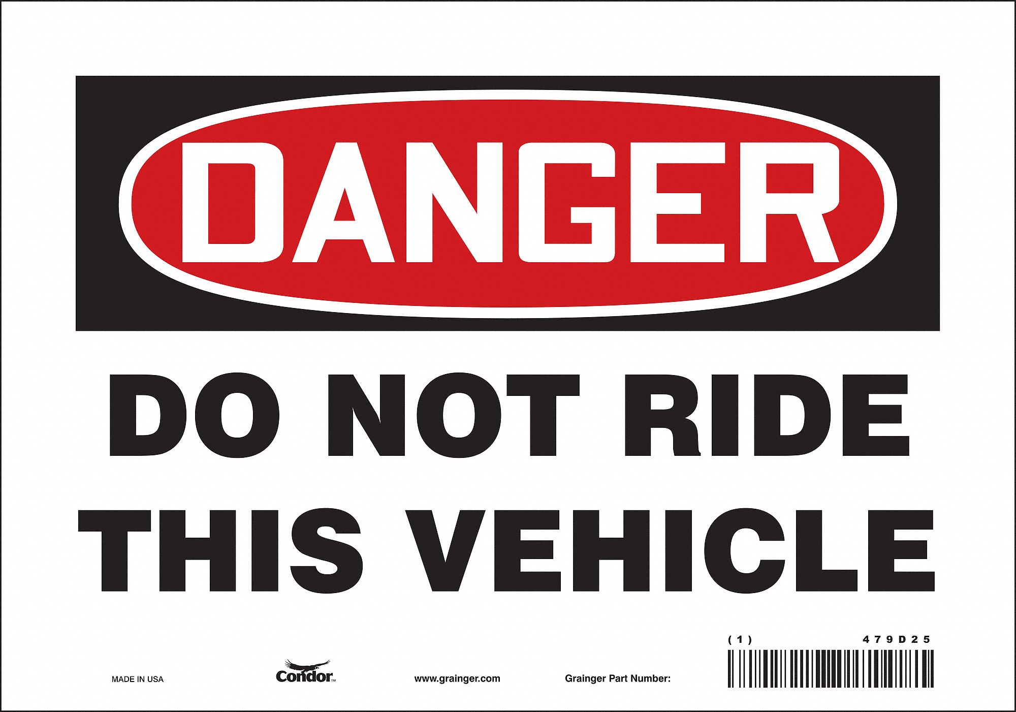 Safety Sign, 7 in x 10 in, Vinyl