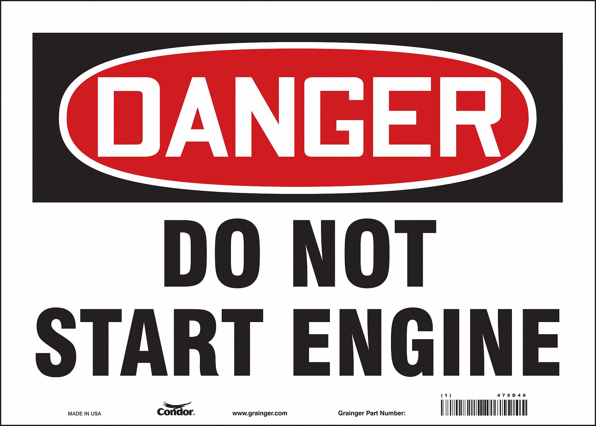 Safety Sign: Vinyl, Adhesive Sign Mounting, 10 in x 14 in Nominal Sign Size, Not Retroreflective