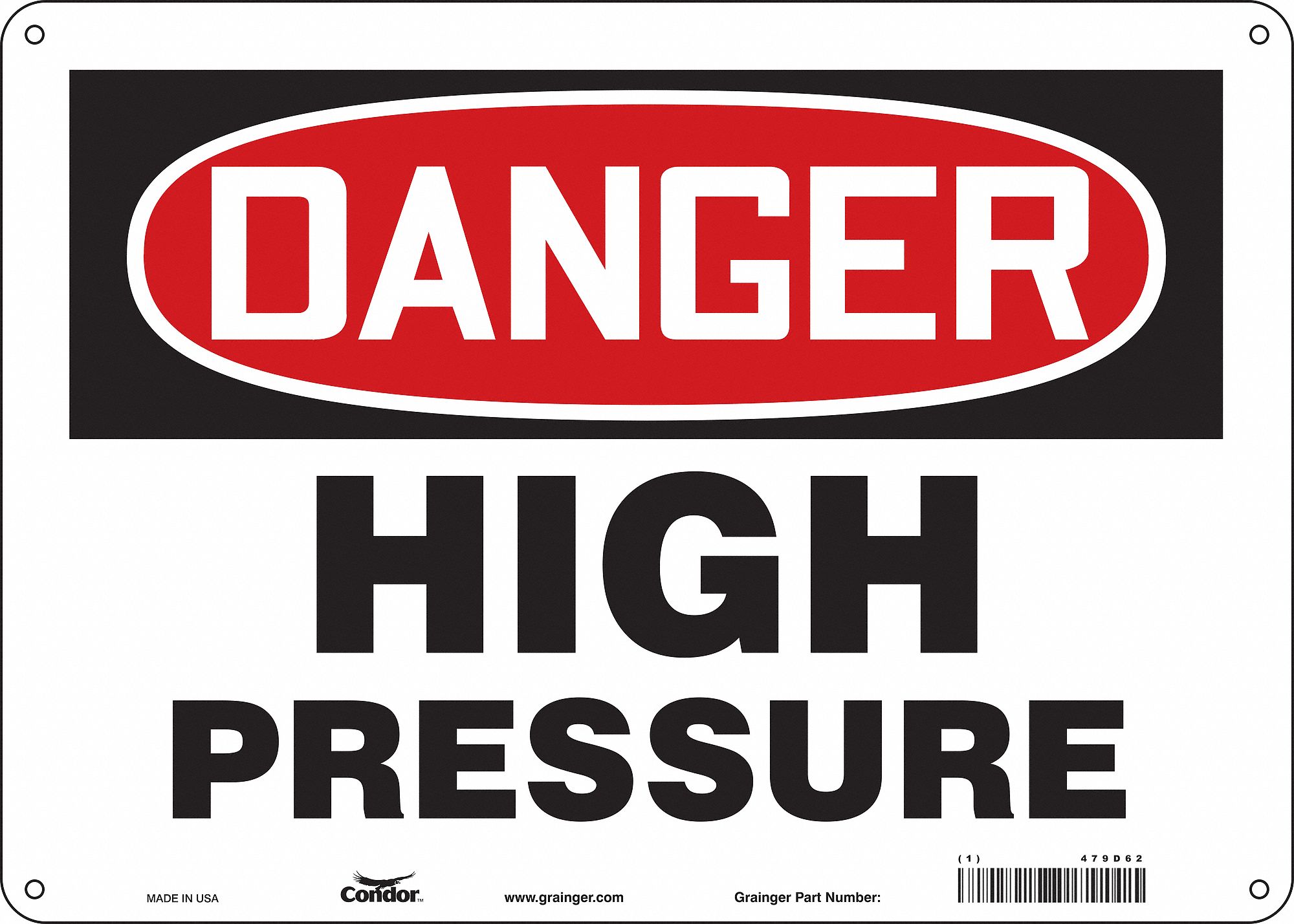 Safety Sign: Polyethylene, Mounting Holes Sign Mounting, 10 in x 14 in Nominal Sign Size
