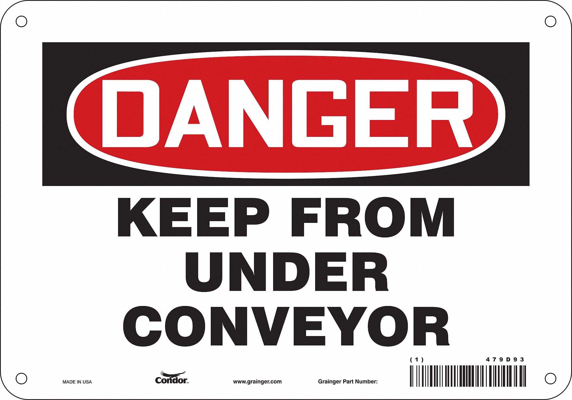Safety Sign: Aluminum, Mounting Holes Sign Mounting, 7 in x 10 in Nominal Sign Size, 0.032 in Thick