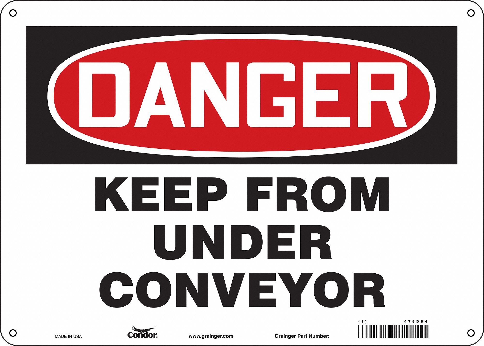Safety Sign: Aluminum, Mounting Holes Sign Mounting, 10 in x 14 in Nominal Sign Size, 0.032 in Thick