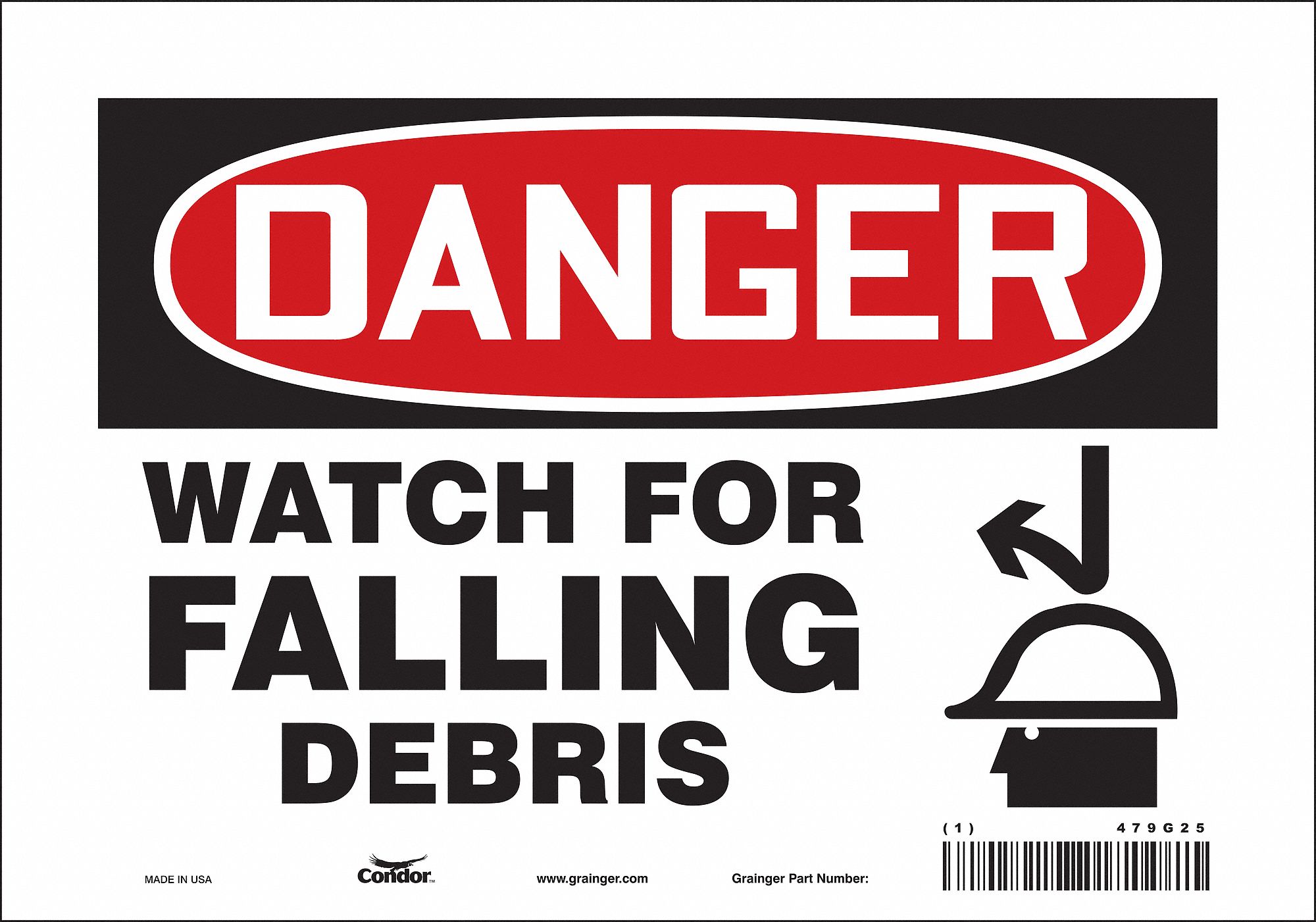 Safety Sign: Vinyl, Adhesive Sign Mounting, 7 in x 10 in Nominal Sign Size, Not Retroreflective