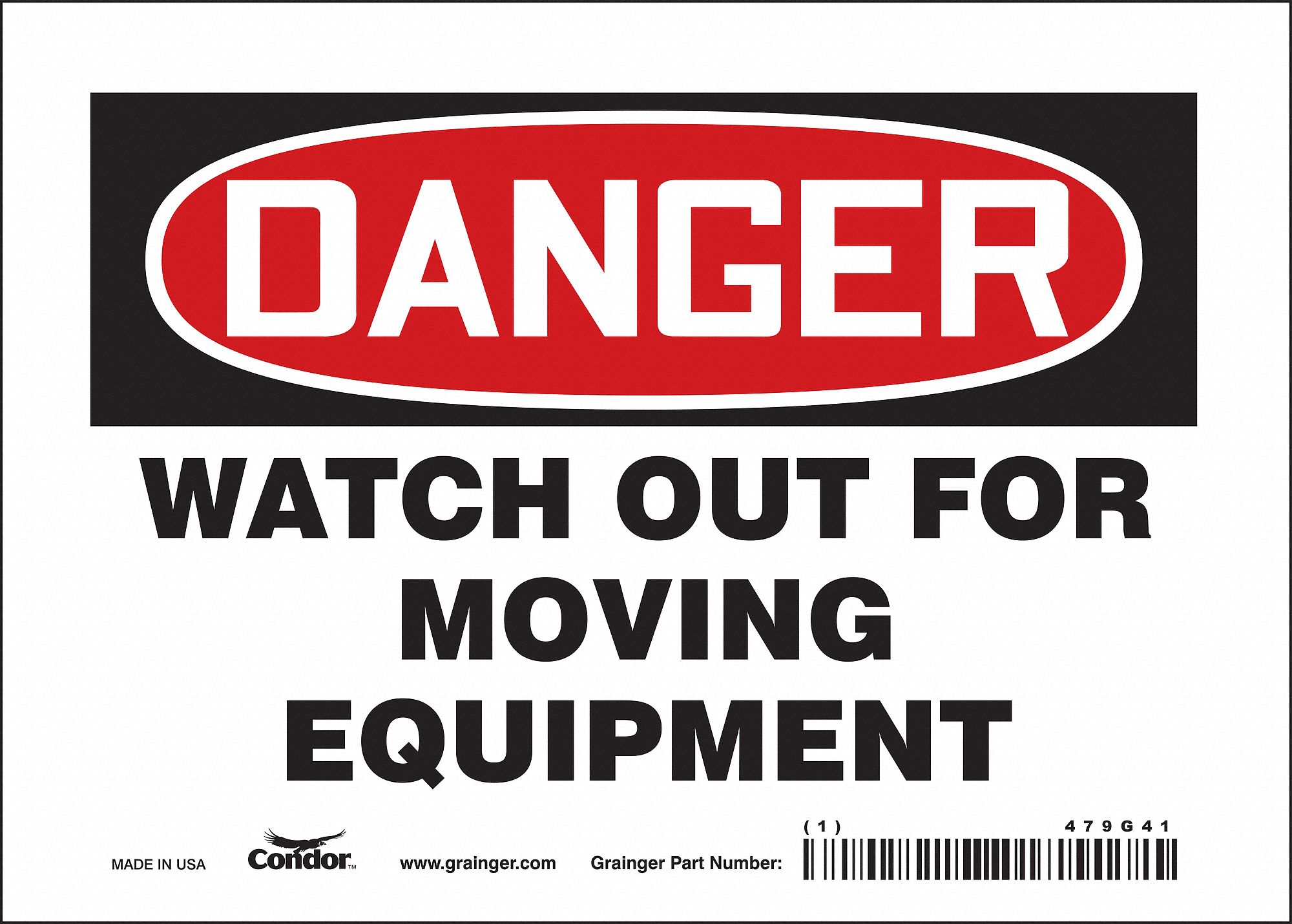 Safety Sign: Vinyl, Adhesive Sign Mounting, 5 in x 7 in Nominal Sign Size, Not Retroreflective, Wall