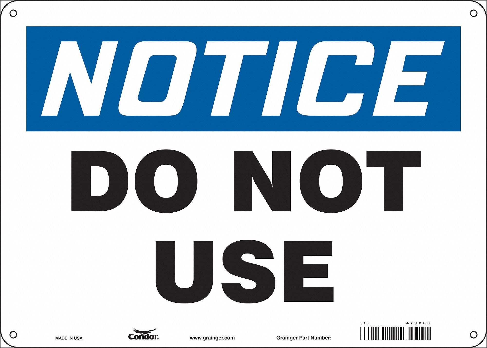 Safety Sign, 10 in x 14 in, Polyethylene