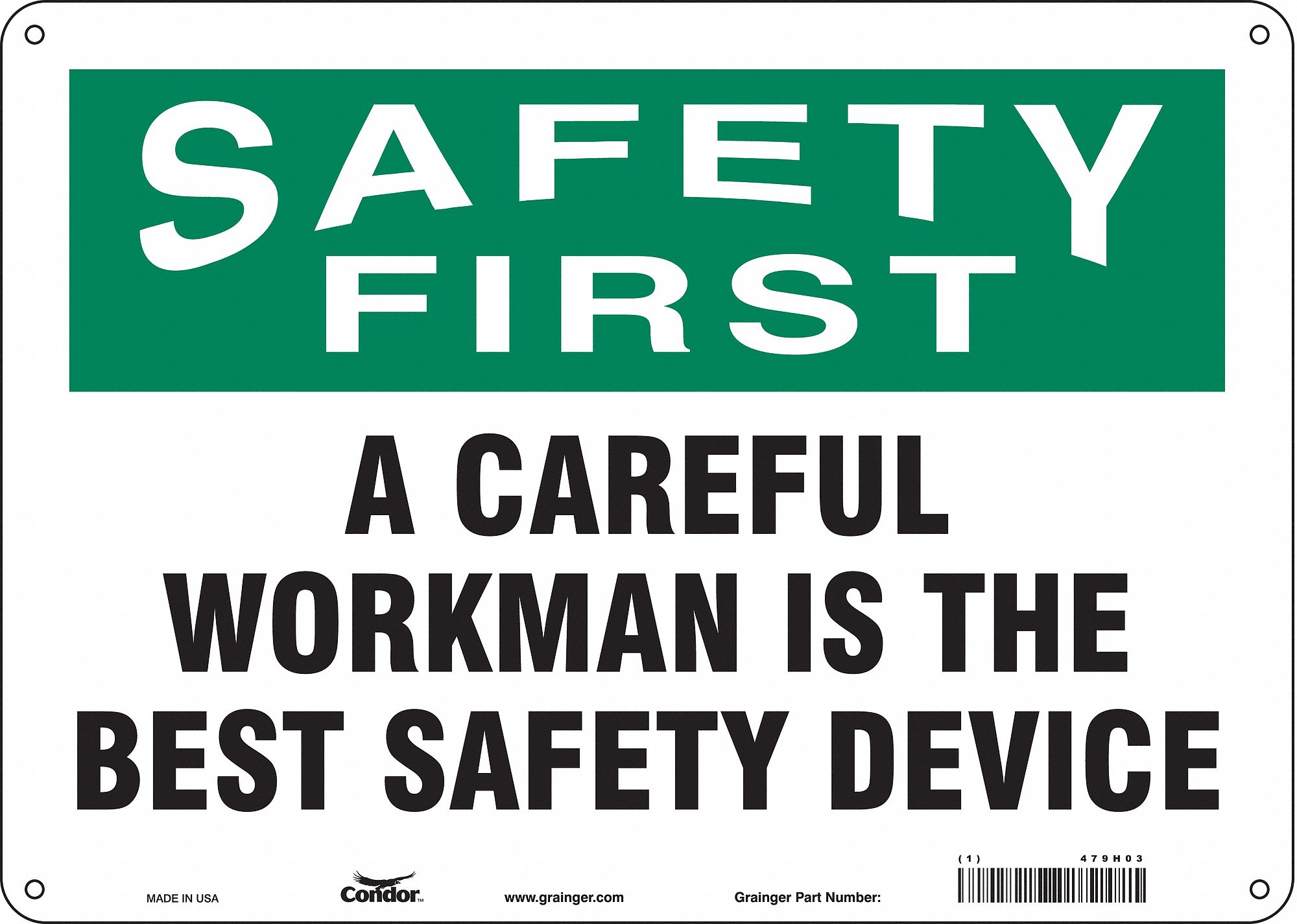 Safety Sign: Aluminum, Mounting Holes Sign Mounting, 10 in x 14 in Nominal Sign Size, 0.032 in Thick