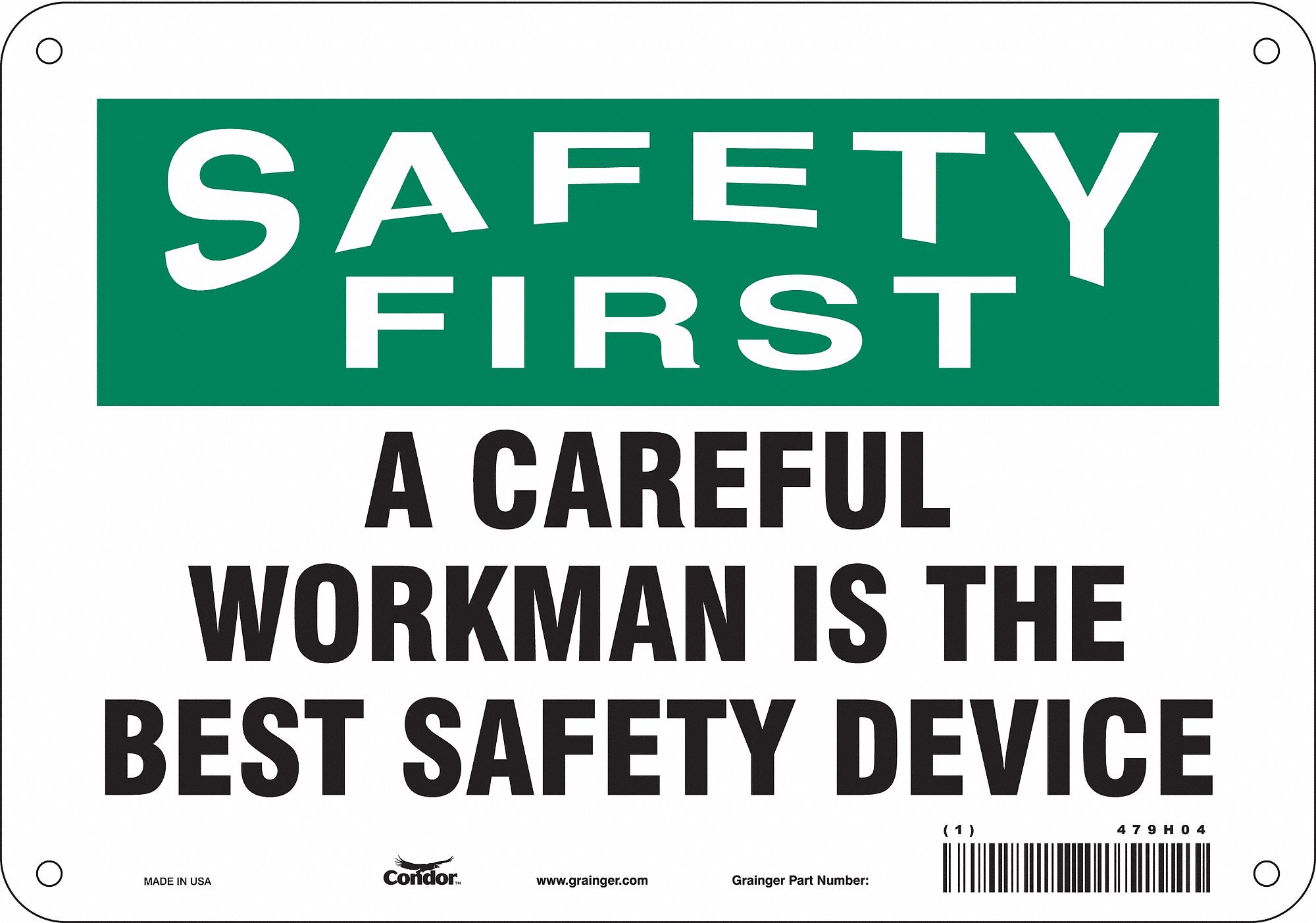 Safety Sign: Polyethylene, Mounting Holes Sign Mounting, 7 in x 10 in Nominal Sign Size, Wall