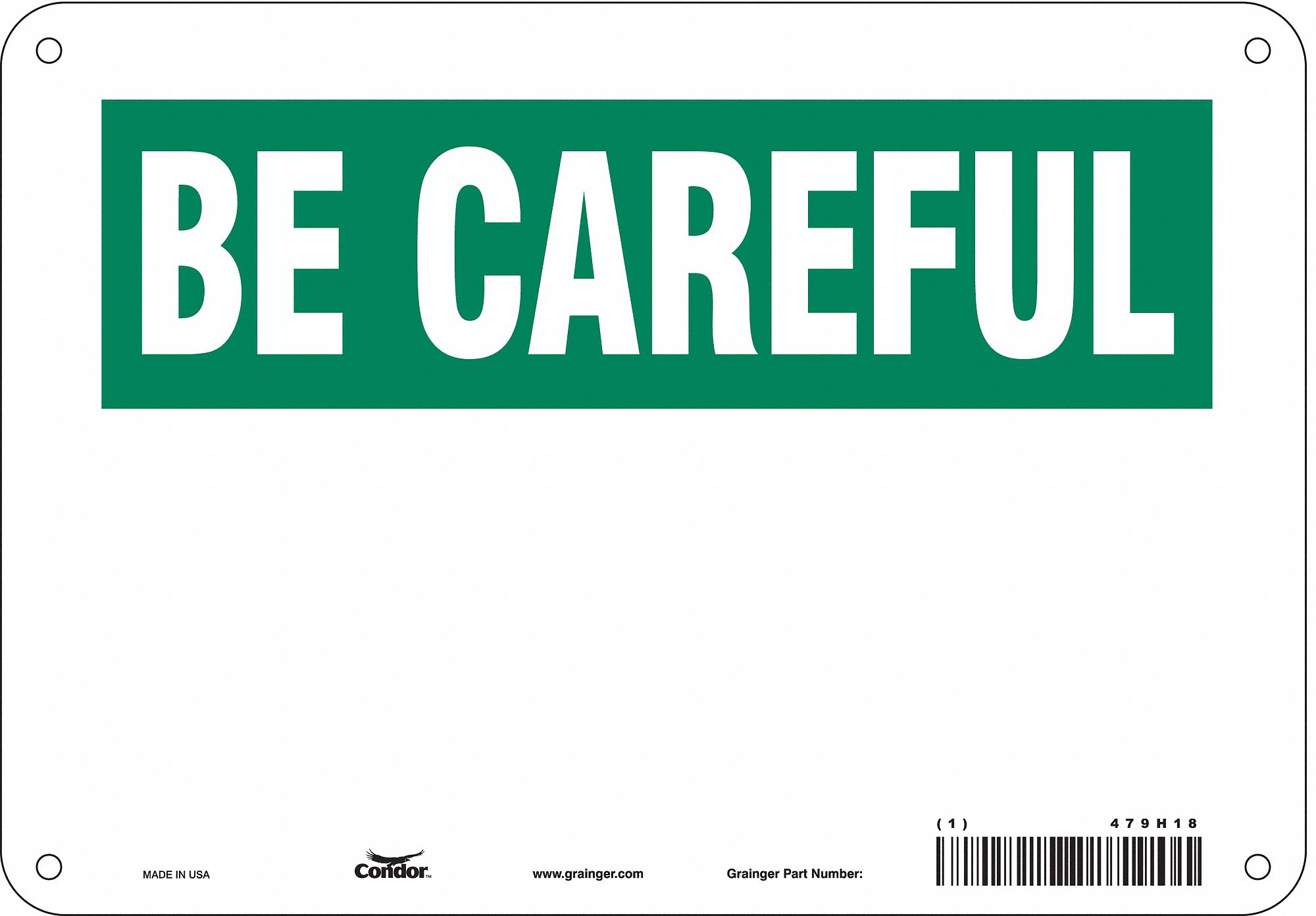 Safety Sign: Polyethylene, Mounting Holes Sign Mounting, 7 in x 10 in Nominal Sign Size, Blank