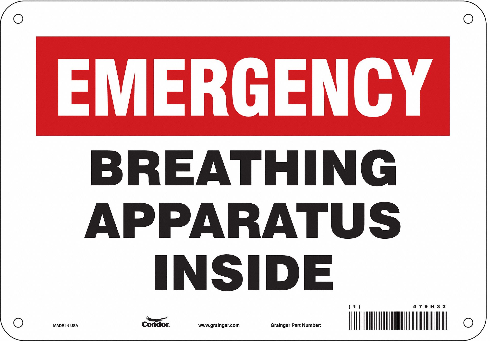 Safety Sign: Polyethylene, Mounting Holes Sign Mounting, 7 in x 10 in Nominal Sign Size