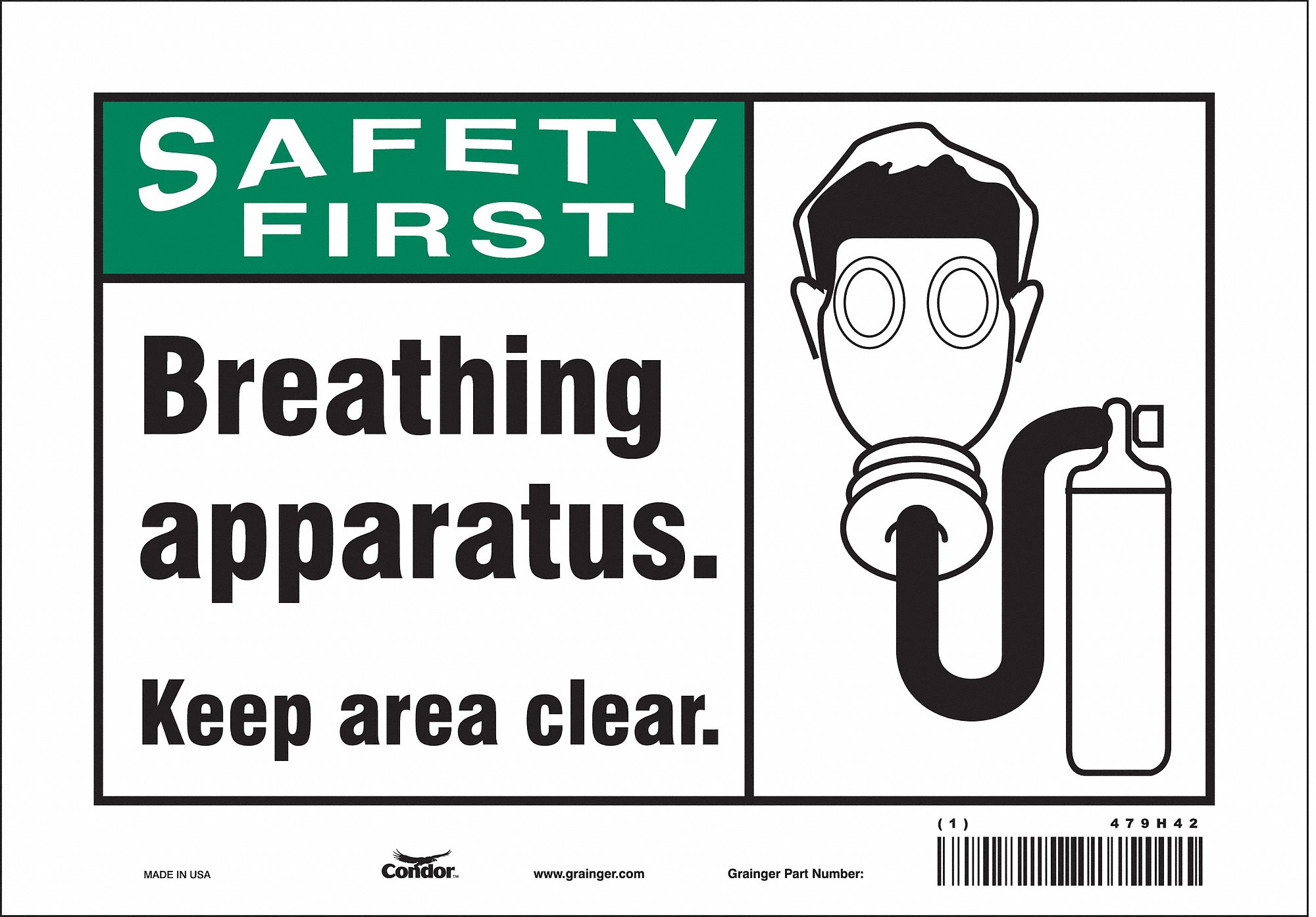 Safety Sign: Vinyl, Adhesive Sign Mounting, 7 in x 10 in Nominal Sign Size, Not Retroreflective