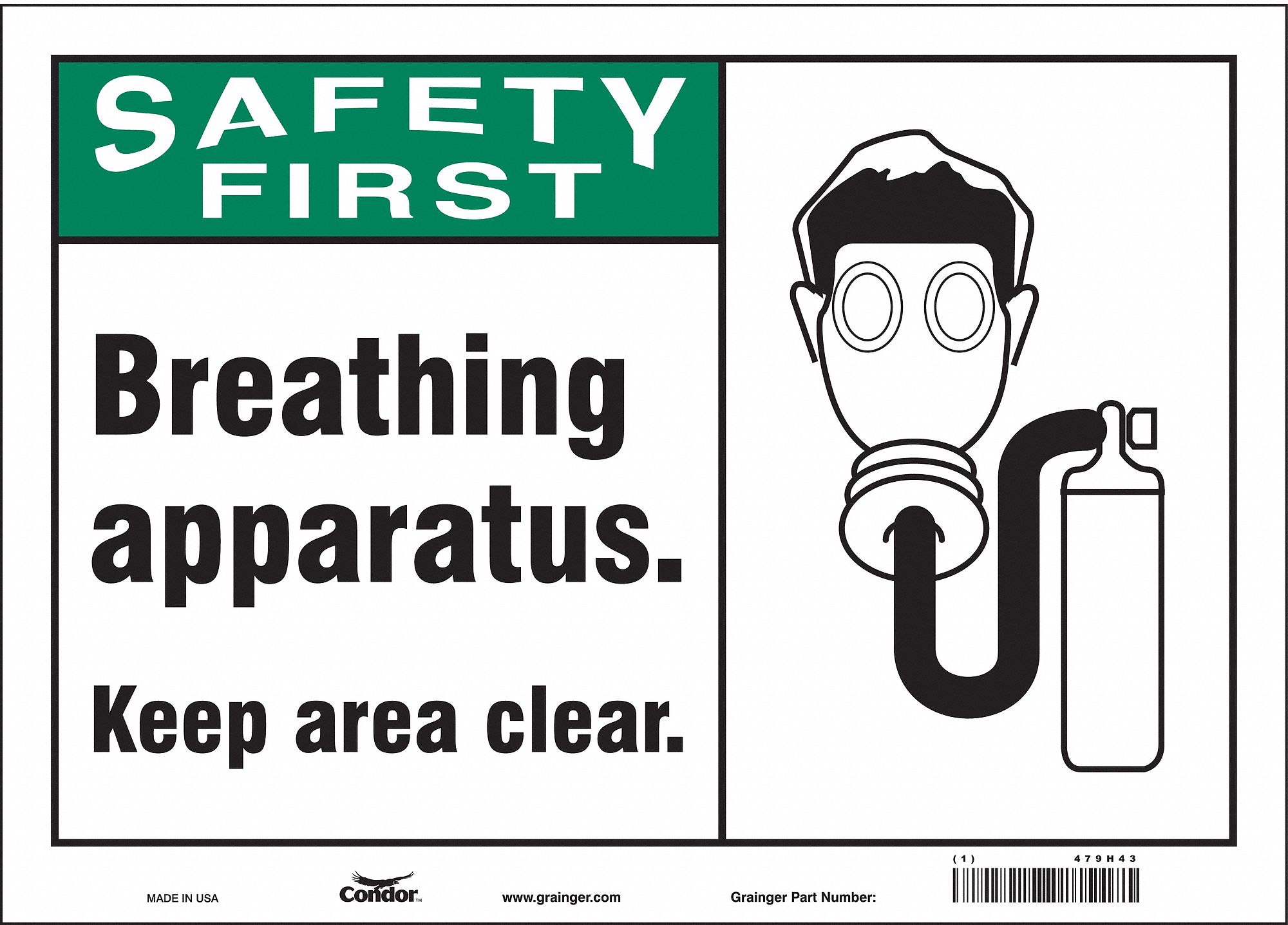 Safety Sign: Vinyl, Adhesive Sign Mounting, 10 in x 14 in Nominal Sign Size, Not Retroreflective