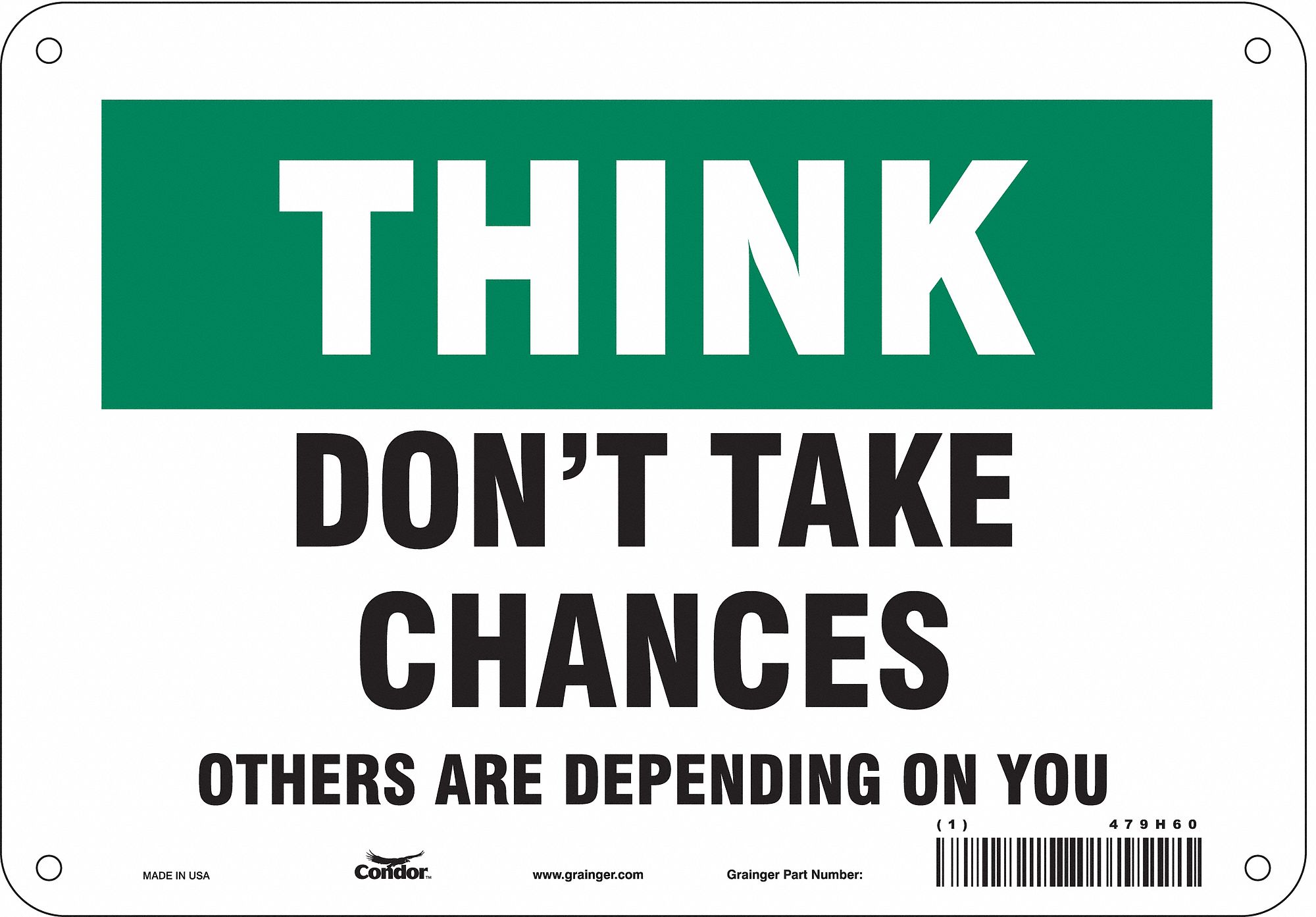 Safety Sign: Polyethylene, Mounting Holes Sign Mounting, 7 in x 10 in Nominal Sign Size, Think, Wall