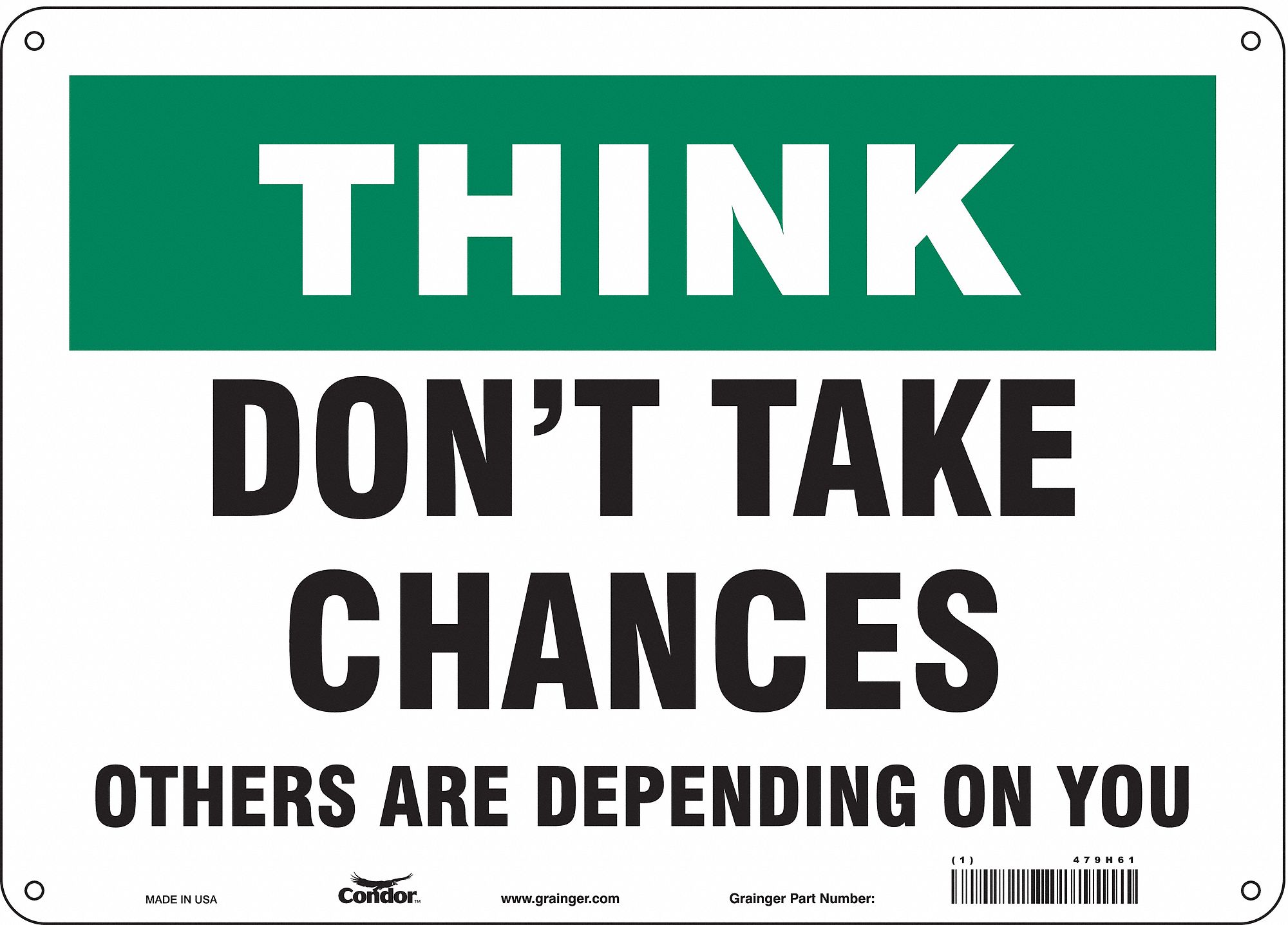 Safety Sign: Polyethylene, Mounting Holes Sign Mounting, 10 in x 14 in Nominal Sign Size, Think