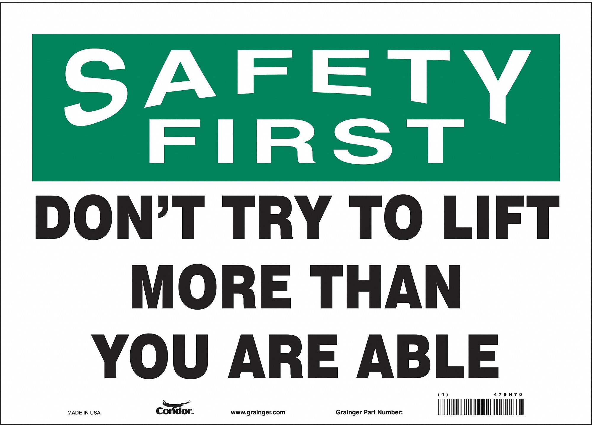 Safety Sign: Vinyl, Adhesive Sign Mounting, 10 in x 14 in Nominal Sign Size, Not Retroreflective