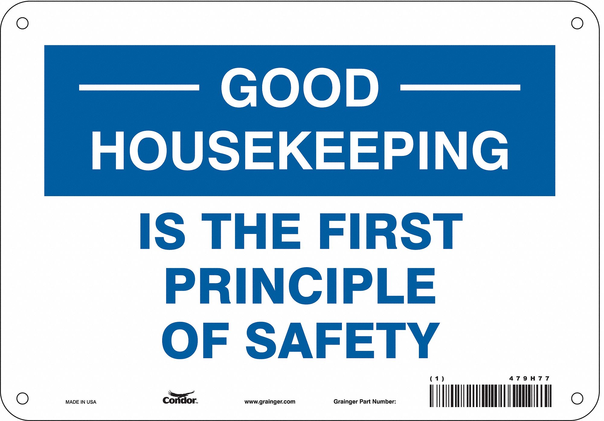 Safety Sign: Aluminum, Mounting Holes Sign Mounting, 7 in x 10 in Nominal Sign Size, 0.032 in Thick