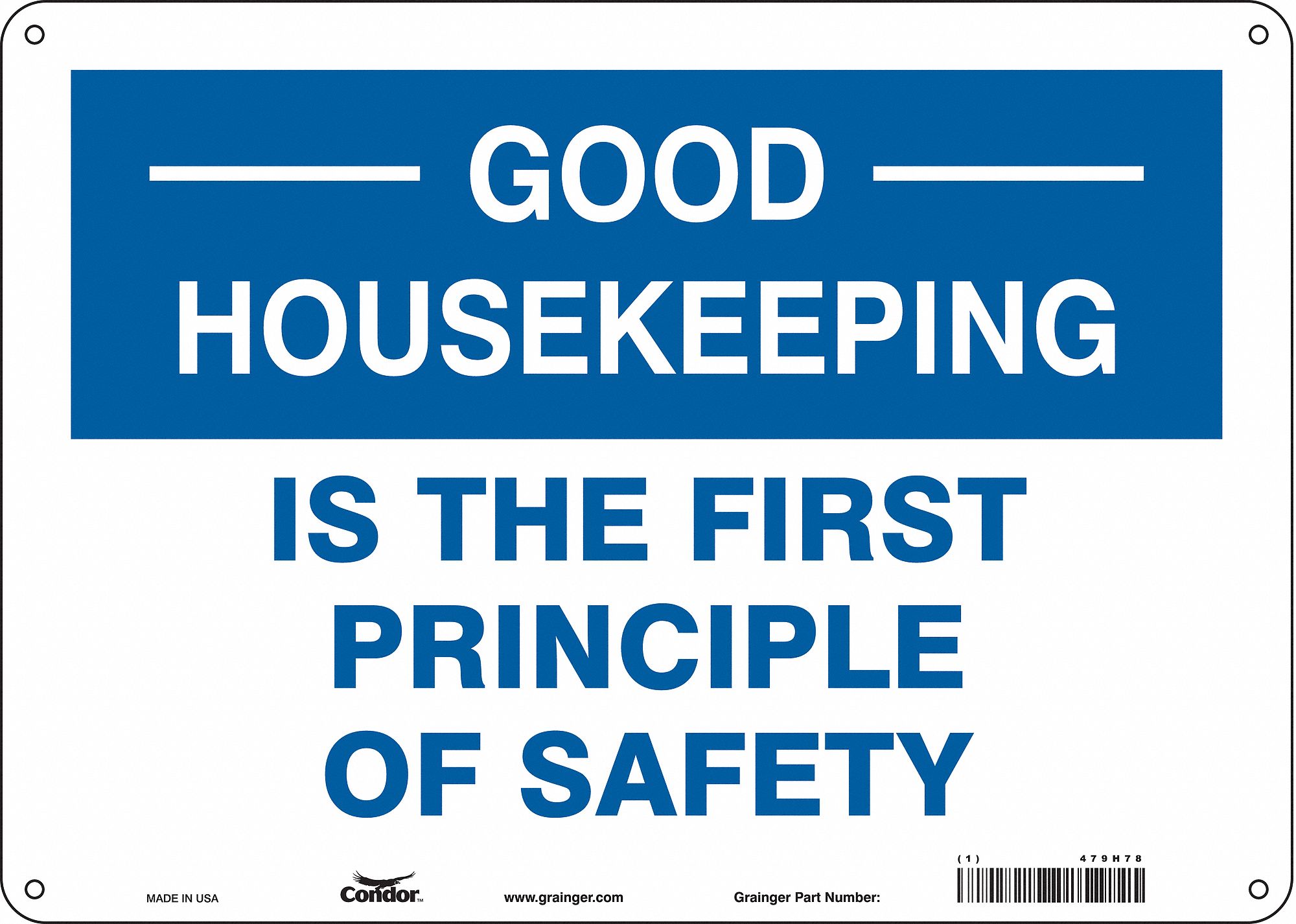 Safety Sign: Aluminum, Mounting Holes Sign Mounting, 10 in x 14 in Nominal Sign Size, 0.032 in Thick
