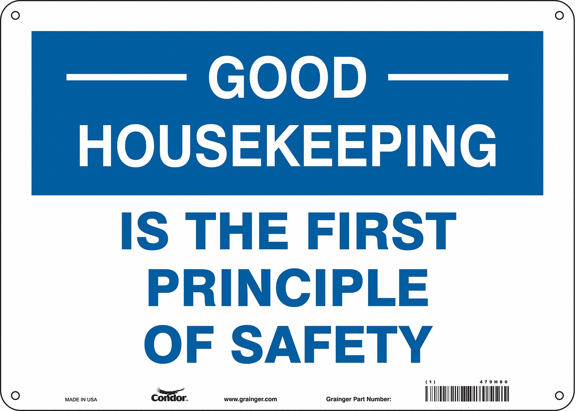 Safety Sign: Polyethylene, Mounting Holes Sign Mounting, 10 in x 14 in Nominal Sign Size, Wall