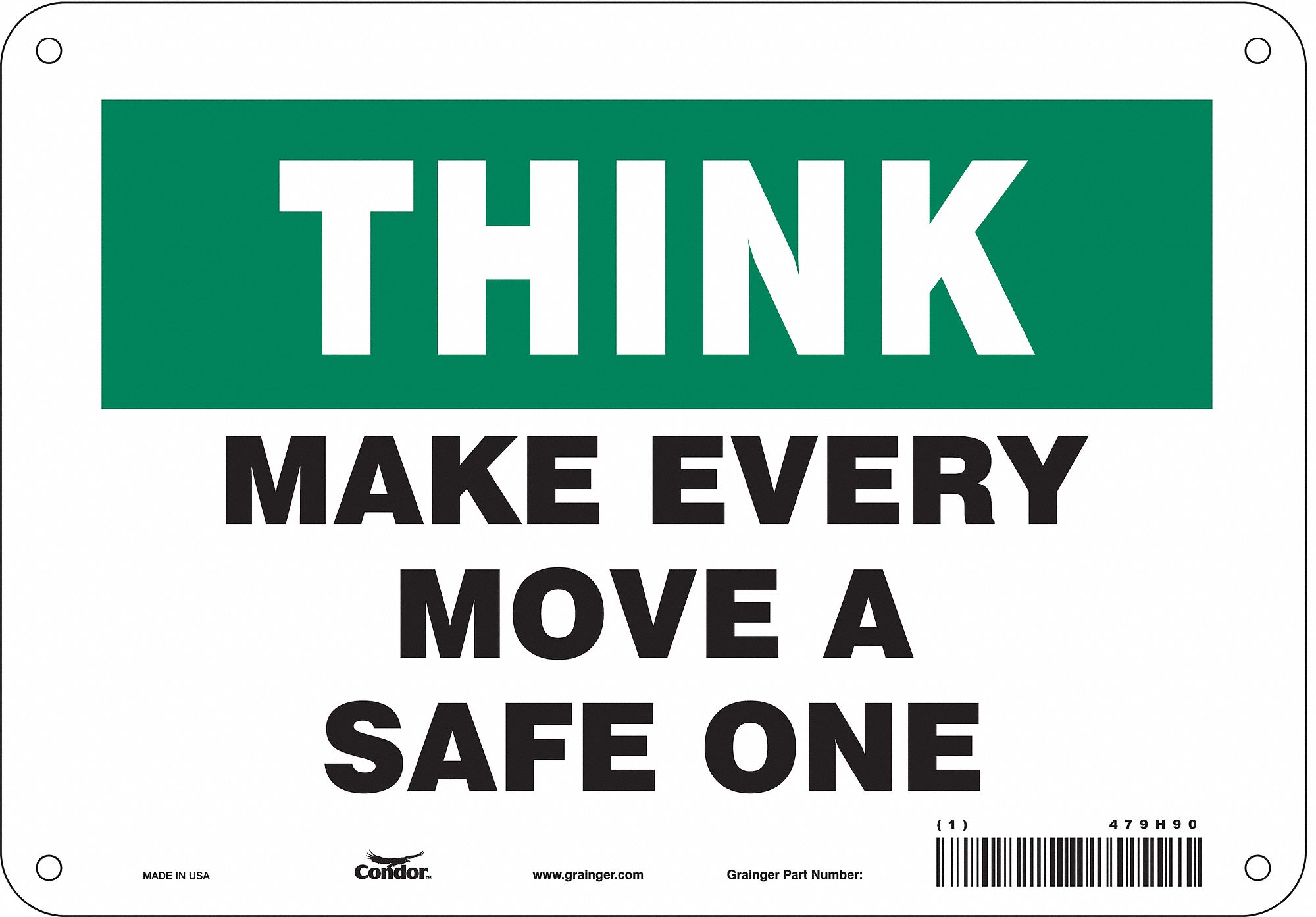 Safety Sign: Aluminum, Mounting Holes Sign Mounting, 7 in x 10 in Nominal Sign Size, 0.032 in Thick