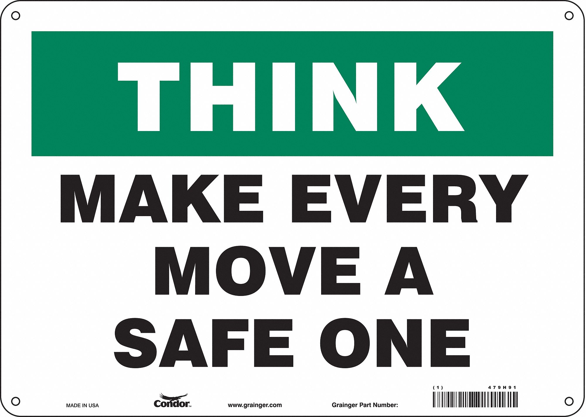 Safety Sign: Aluminum, Mounting Holes Sign Mounting, 10 in x 14 in Nominal Sign Size, 0.032 in Thick