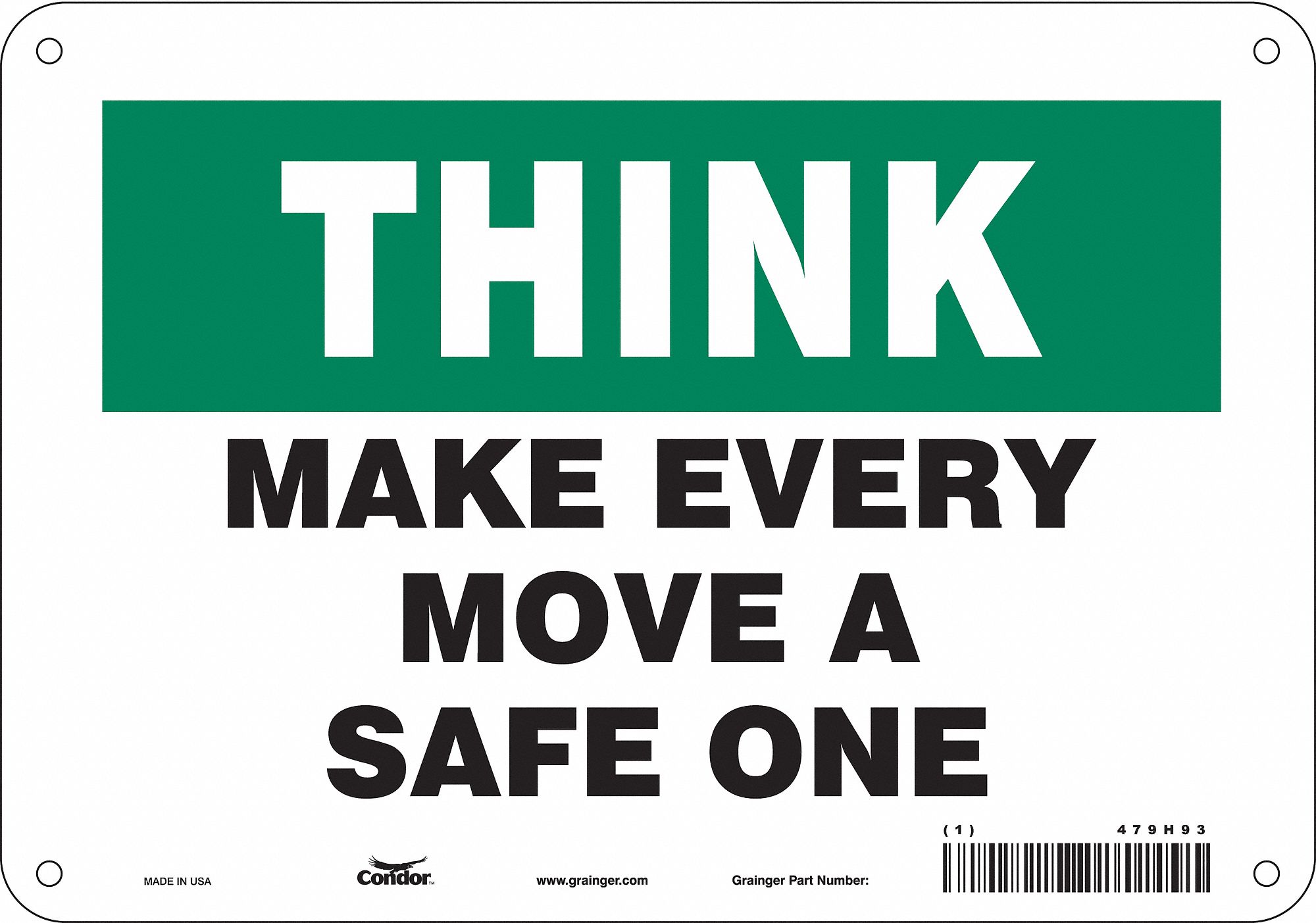 Safety Sign: Polyethylene, Mounting Holes Sign Mounting, 7 in x 10 in Nominal Sign Size, Think, Wall