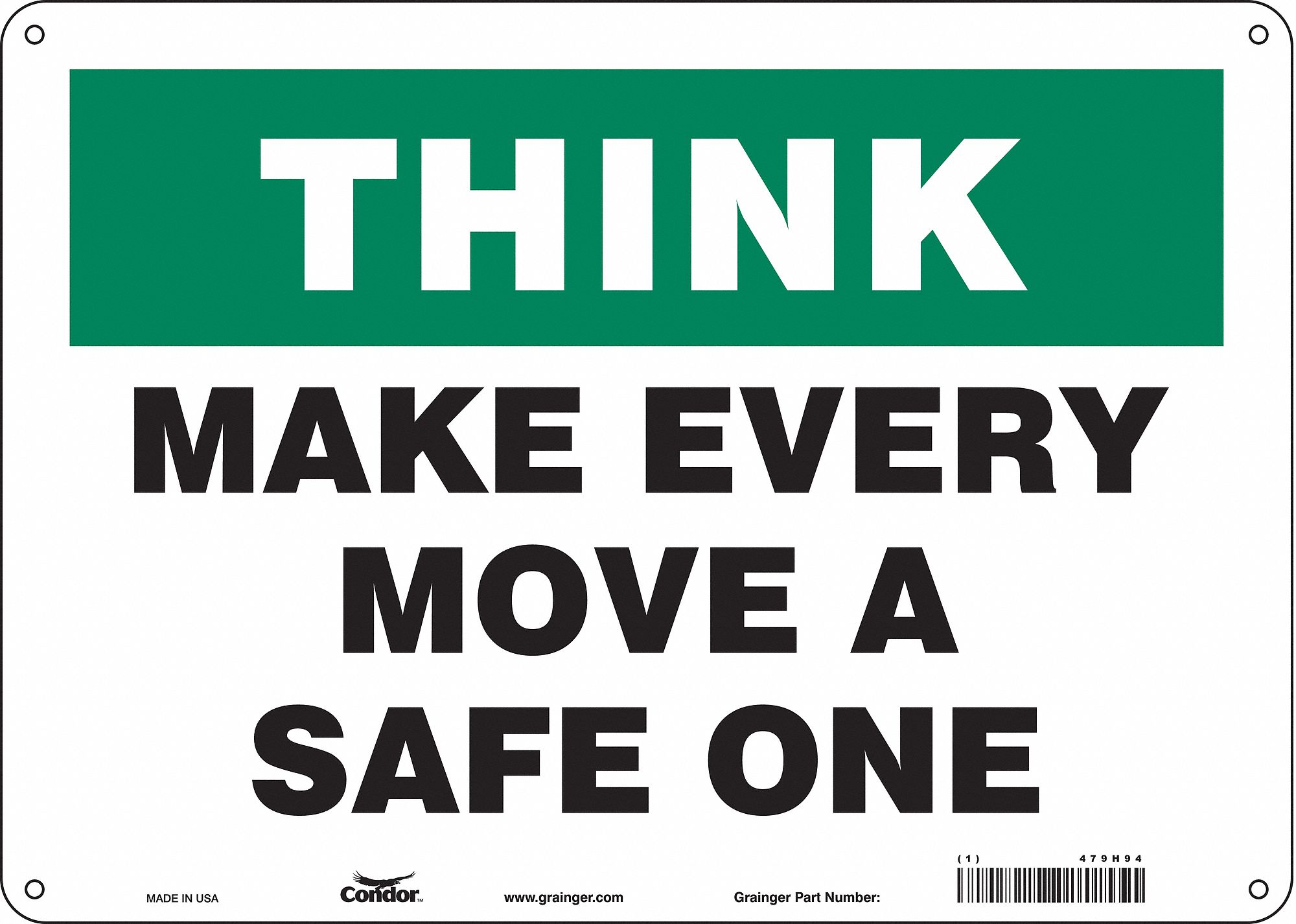 Safety Sign: Polyethylene, Mounting Holes Sign Mounting, 10 in x 14 in Nominal Sign Size, Think