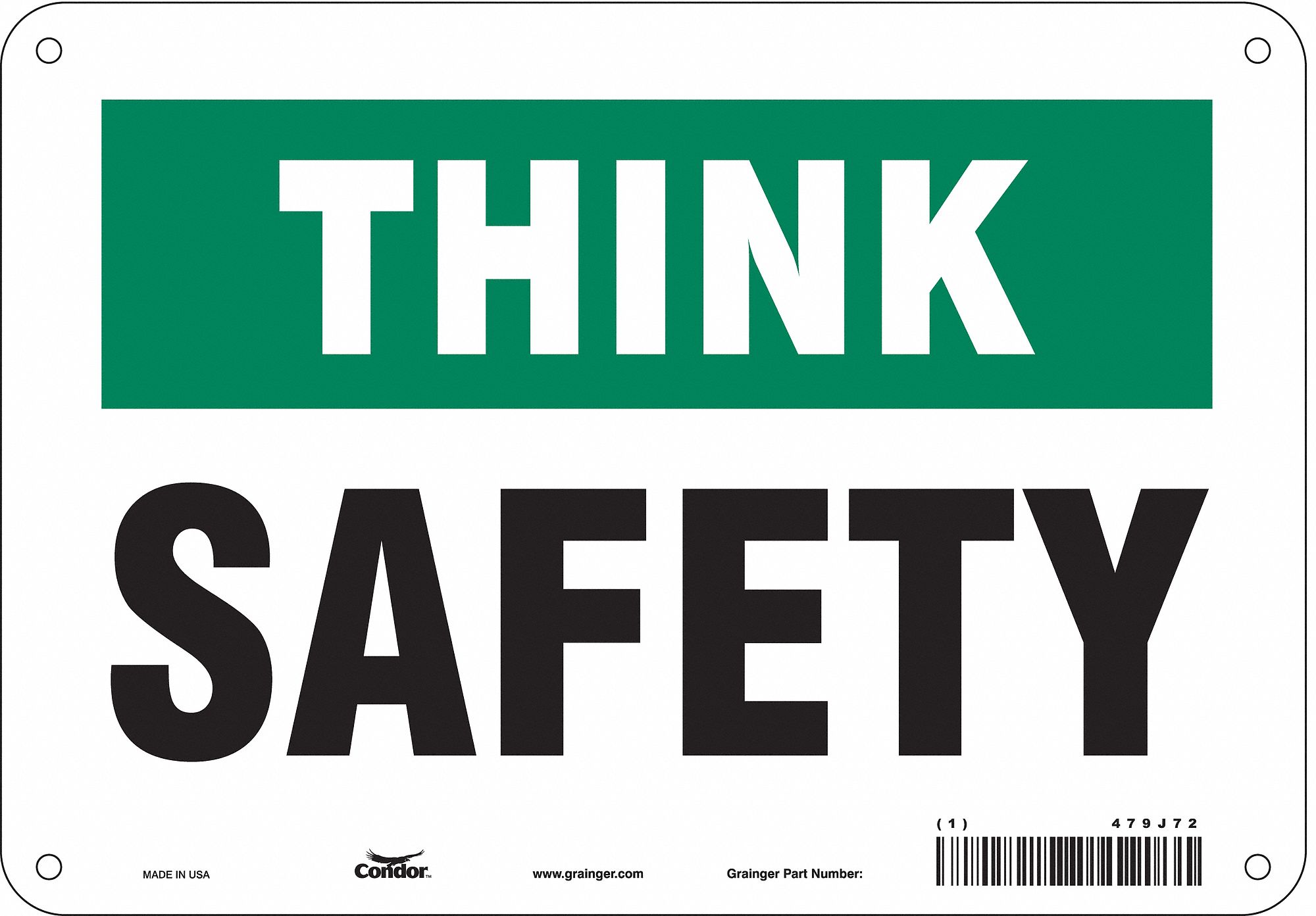 Safety Sign: Aluminum, Mounting Holes Sign Mounting, 7 in x 10 in Nominal Sign Size, 0.032 in Thick