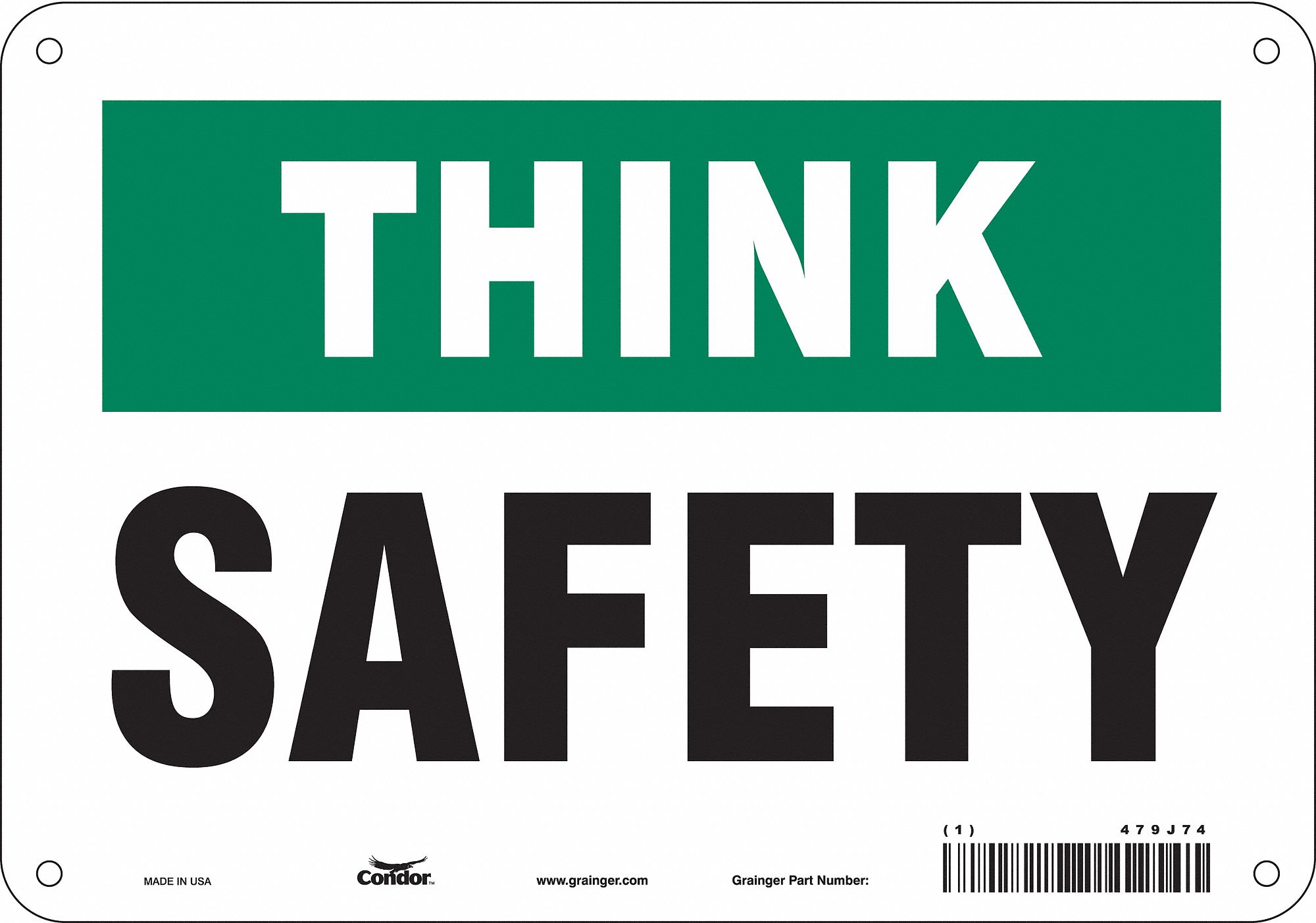 Safety Sign: Polyethylene, Mounting Holes Sign Mounting, 7 in x 10 in Nominal Sign Size, Safety