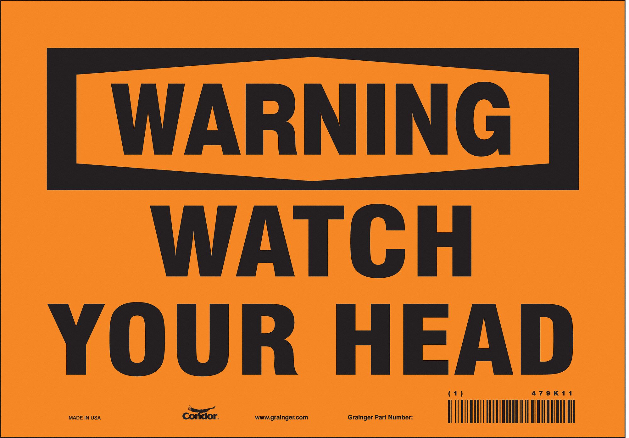 Safety Sign: Vinyl, Adhesive Sign Mounting, 7 in x 10 in Nominal Sign Size, Not Retroreflective