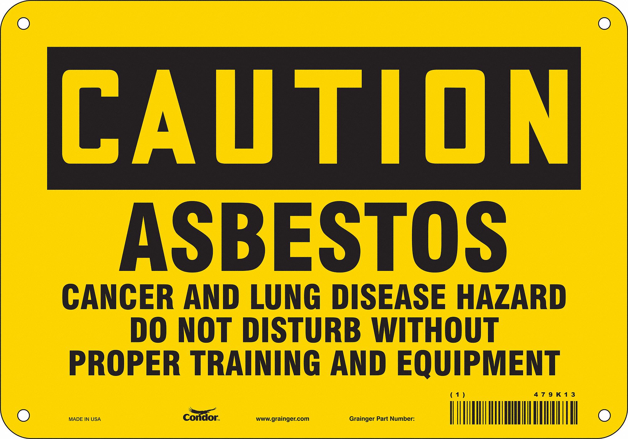 Safety Sign: Aluminum, Mounting Holes Sign Mounting, 7 in x 10 in Nominal Sign Size, 0.032 in Thick