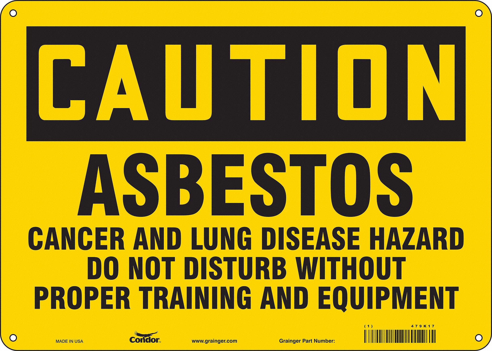Safety Sign: Polyethylene, Mounting Holes Sign Mounting, 10 in x 14 in Nominal Sign Size