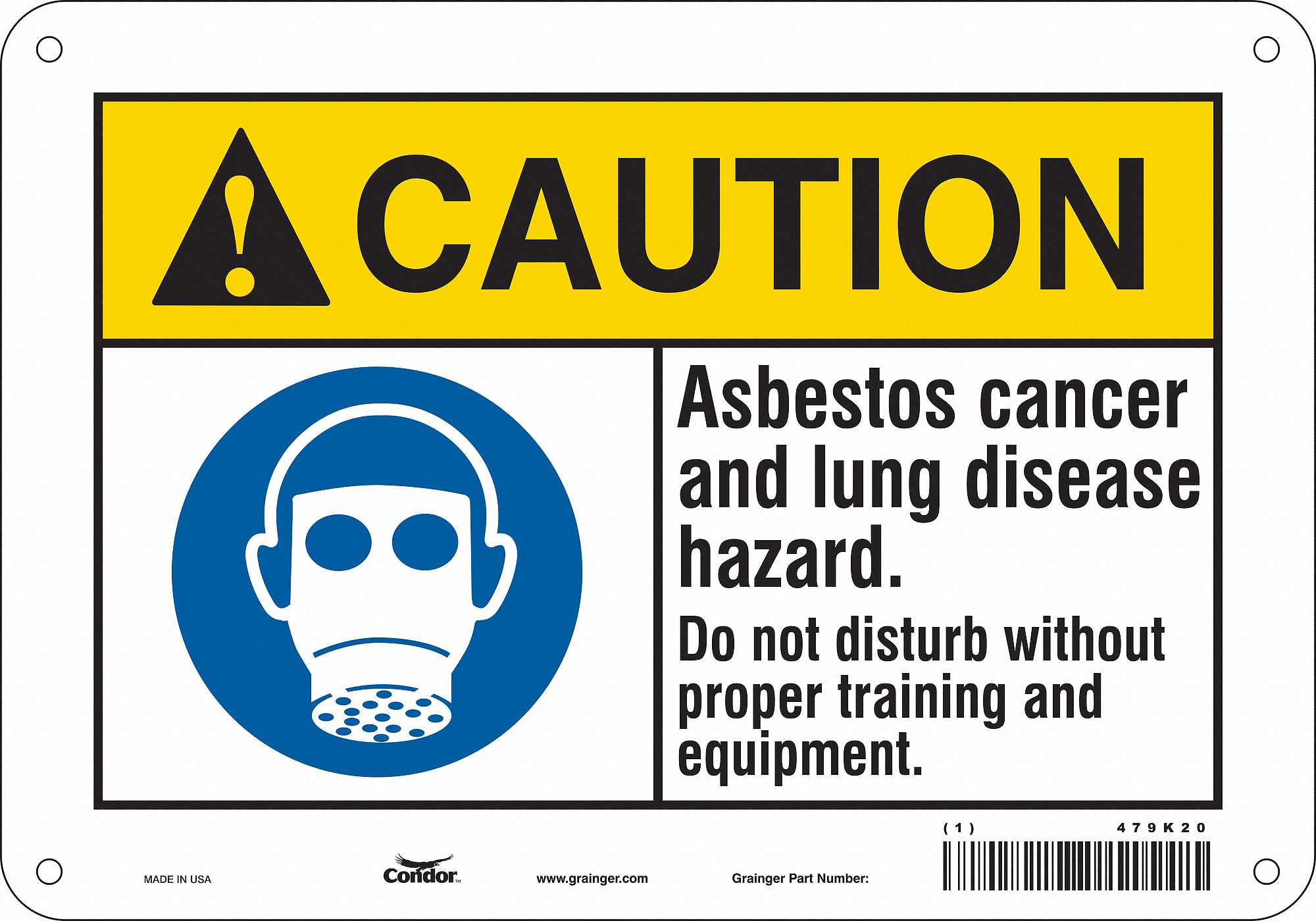 Safety Sign: Aluminum, Mounting Holes Sign Mounting, 7 in x 10 in Nominal Sign Size, 0.032 in Thick